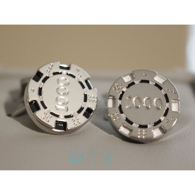 Tateossian Tateossian Poker Chip Cufflinks Rhodium-Plated London New Size ONE SIZE - 6 Thumbnail