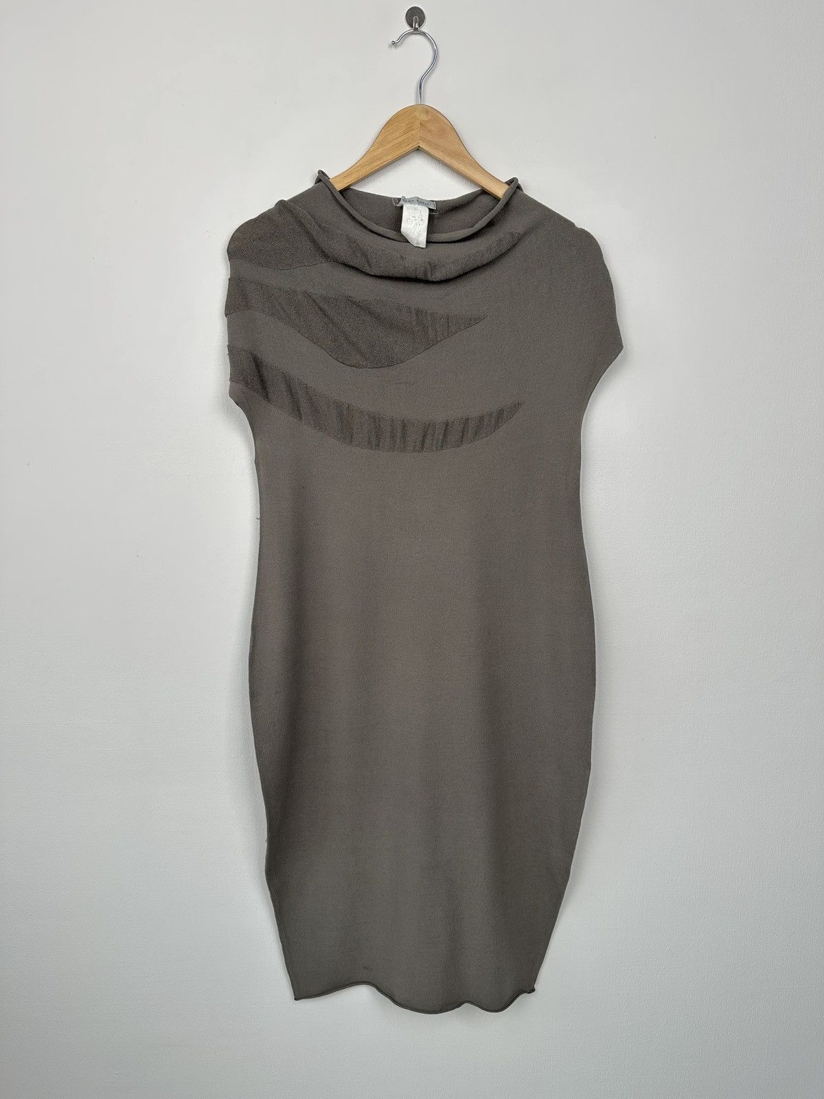 Sarah Pacini SARAH PACINI Grey Taupe Sleeveless Midi Dress Mesh Detail Size S / US 4 / IT 40 - 1 Thumbnail