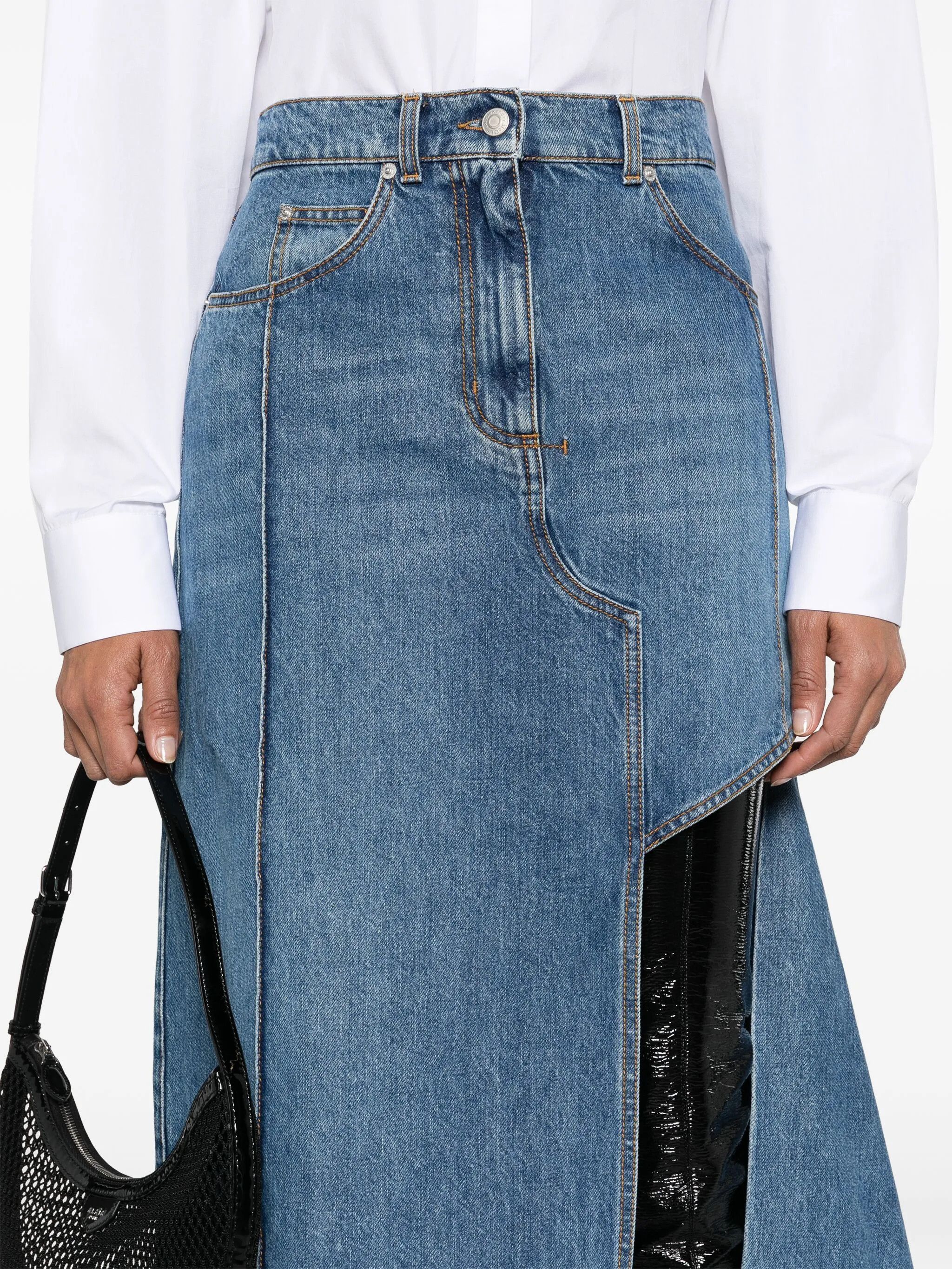 Alexander McQueen o1y0325 Denim Midi Skirt in Blue Size 30" / US 8 / IT 44 - 5 Thumbnail