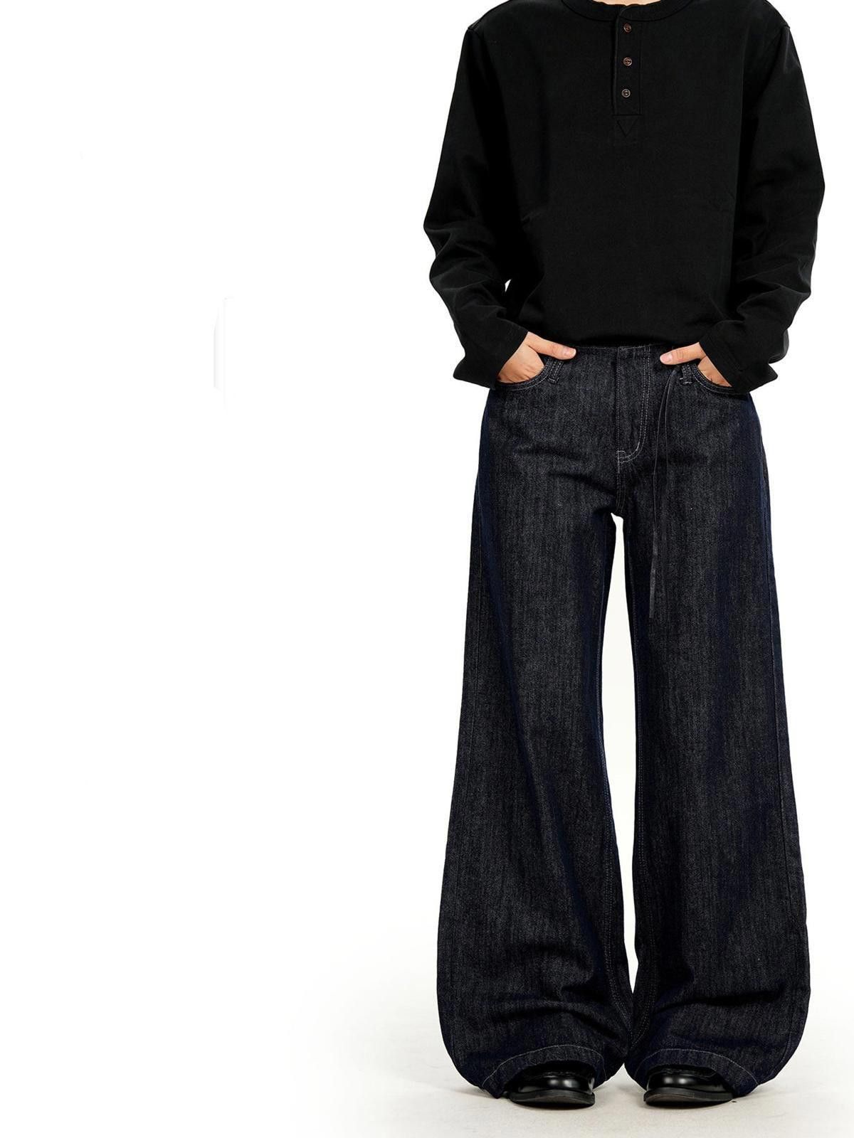 Jean Denim Blue Relaxed Wide-Leg Floor-Length Jeans Size US 32 / EU 48 - 4 Thumbnail