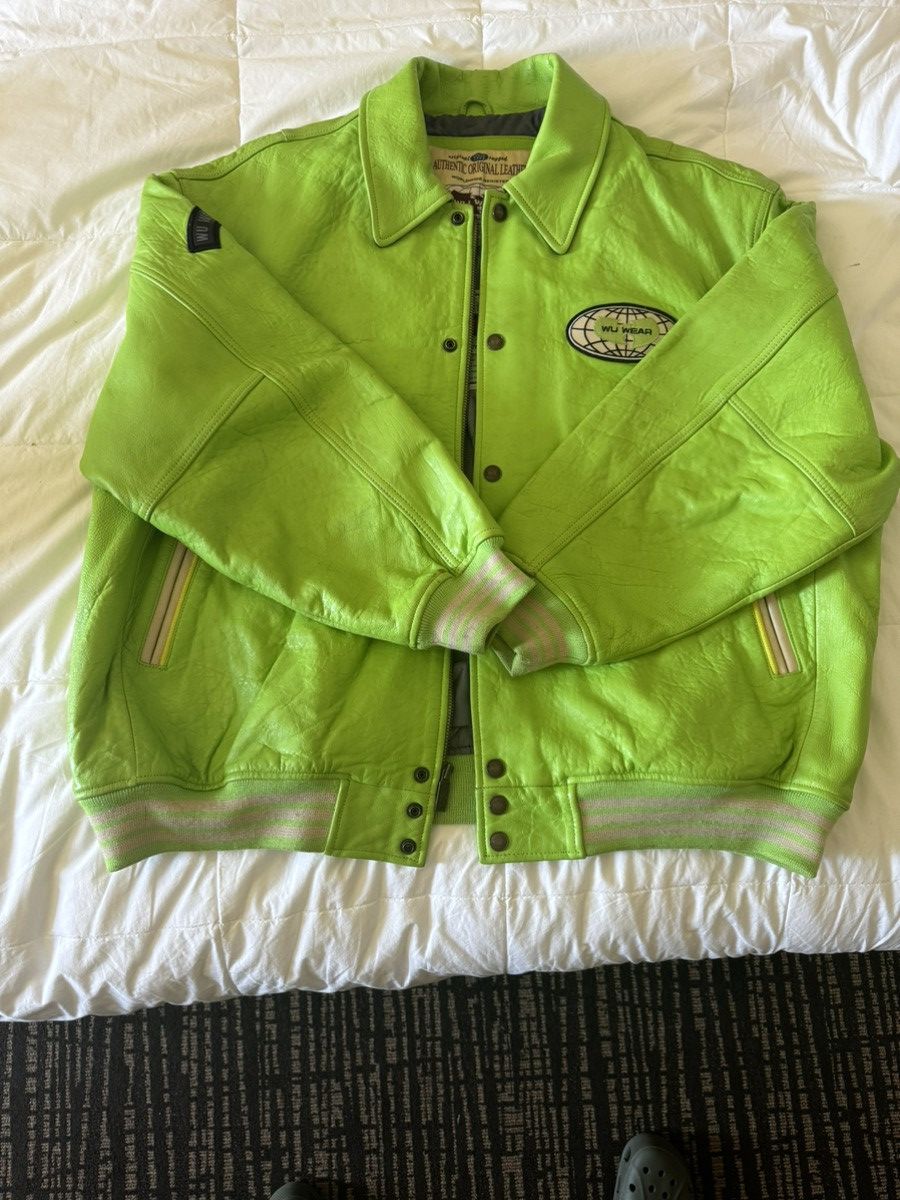 image of Wu Tang Clan x Wu Wear Extremely Vintage Wu-Wear Leather Jacket in Green, Men's (Size Large)