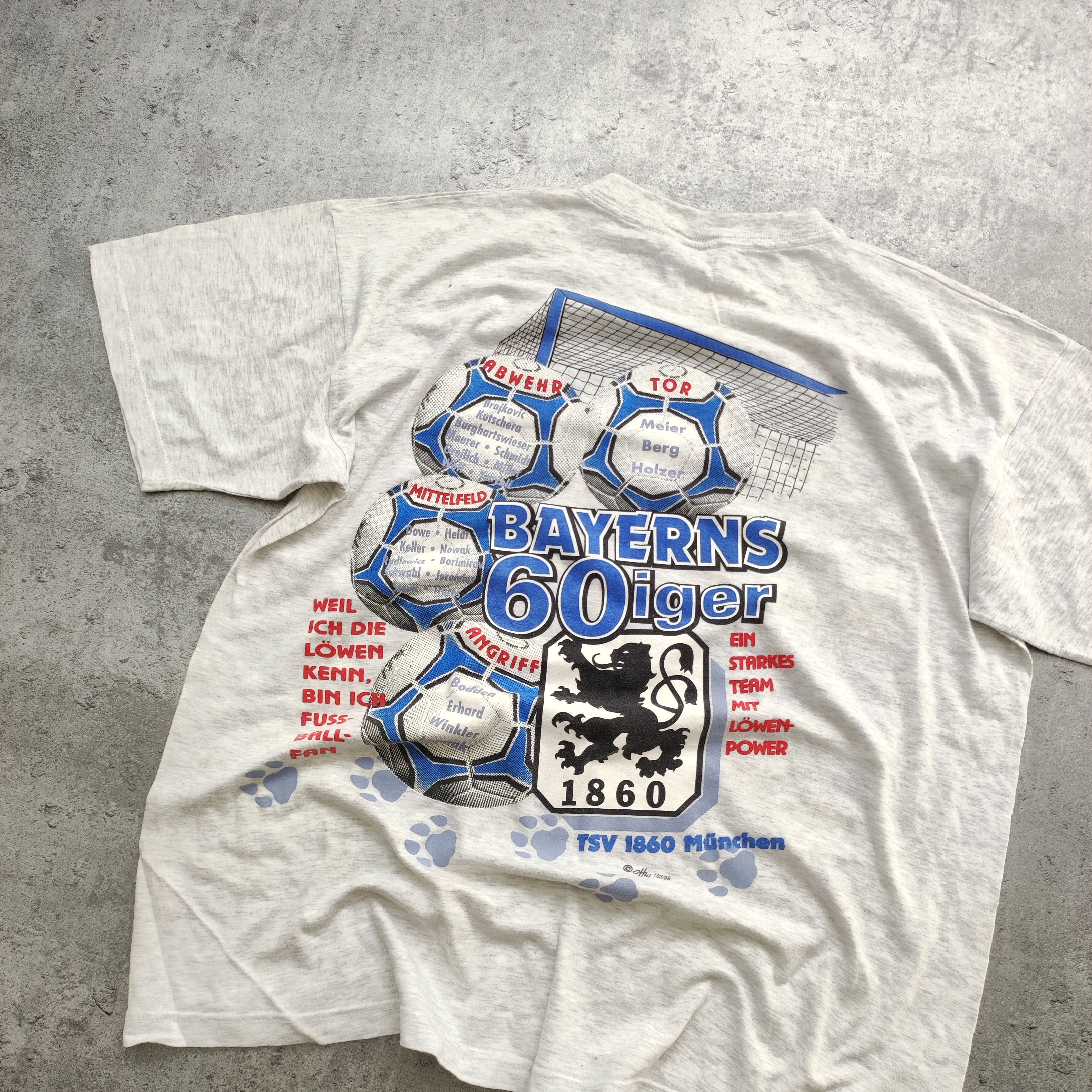 Vintage RARE Vintage 1995 TSV 1860 Munich Football Bundesliga Tshirt Size US XL / EU 56 / 4 - 8 Thumbnail