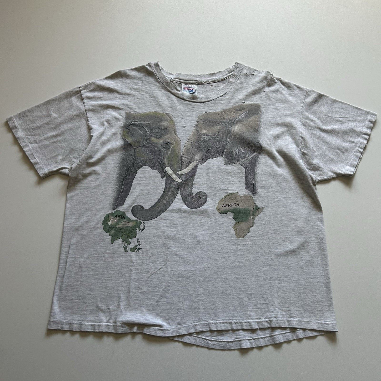 Hanes Vintage Elephant T Shirt XXL 90s Animal Art Distressed Rare Size US XXL / EU 58 / 5 - 1 Thumbnail