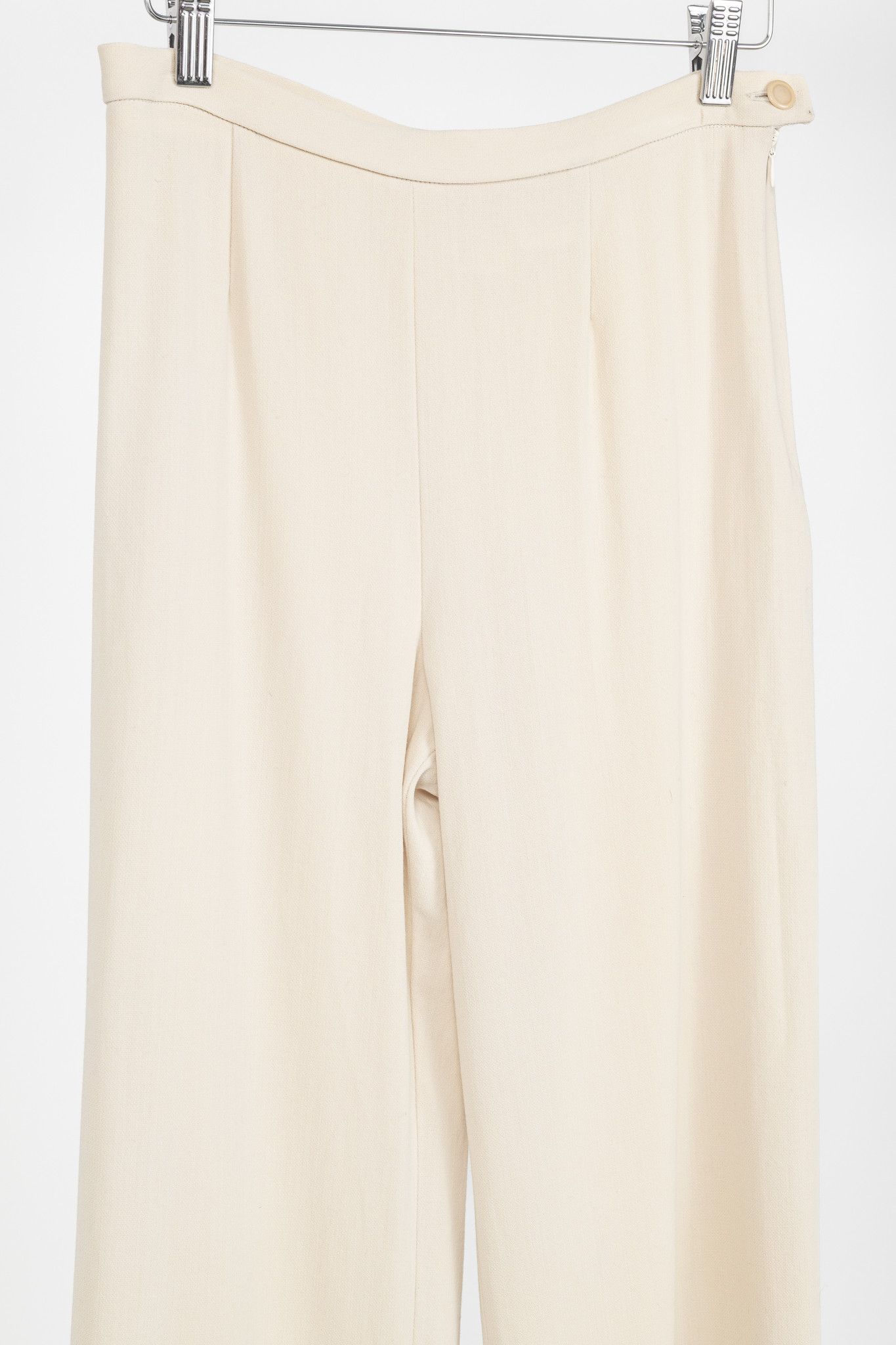 Max Mara Max Mara Cream Wool-Crepe Straight-Leg Trousers Size 30" / US 8 / IT 44 - 3 Thumbnail