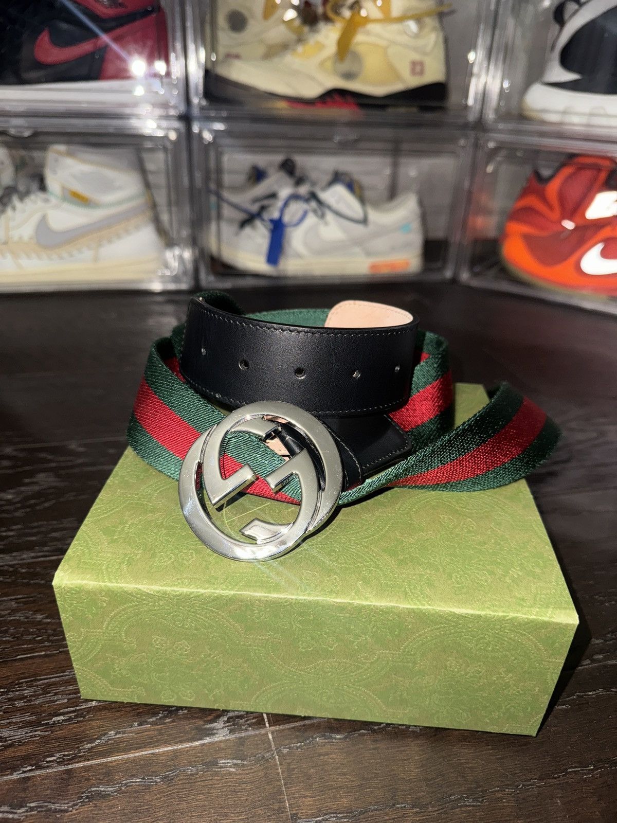 Gucci Gucci green and red web belt Size 38 - 4 Thumbnail