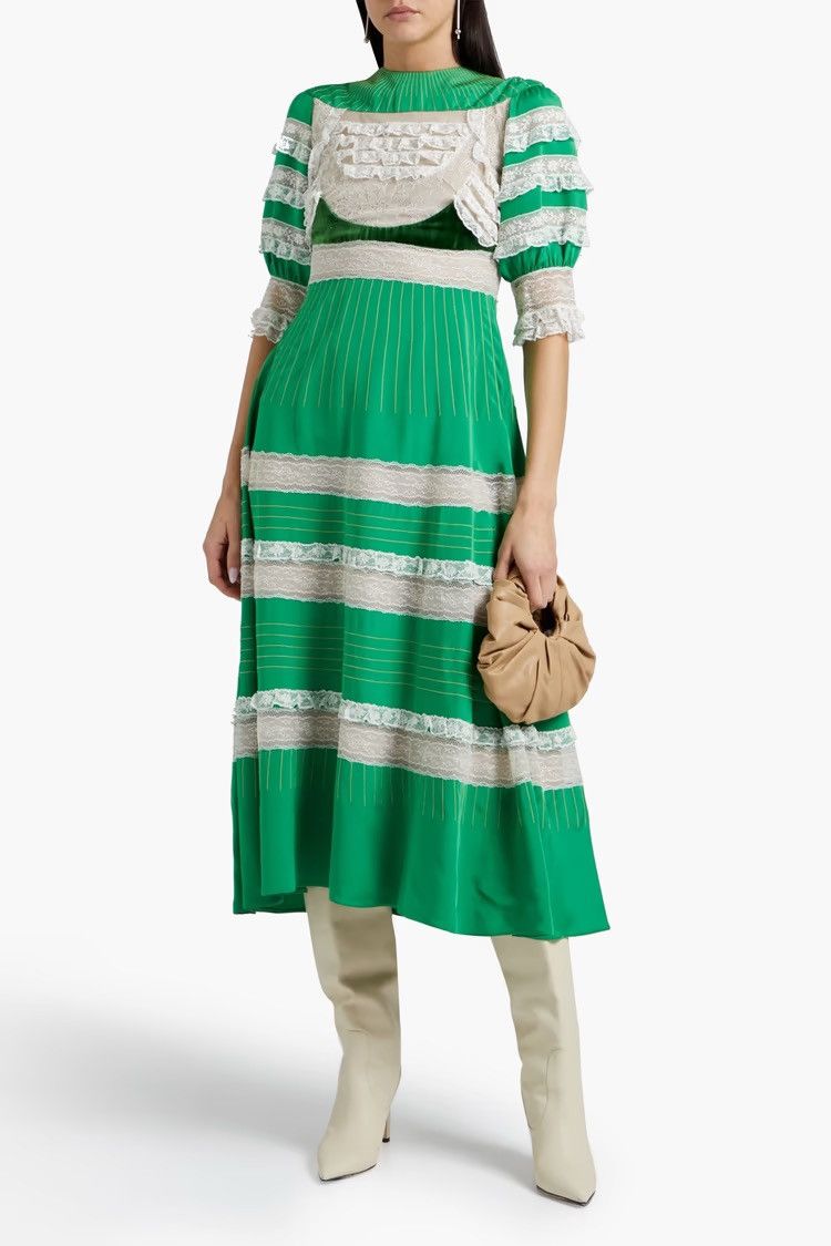 Valentino VALENTINO GARAVANI Ruffled Tulle velvet-paneled silk Dress Size S / US 4 / IT 40 - 2 Thumbnail