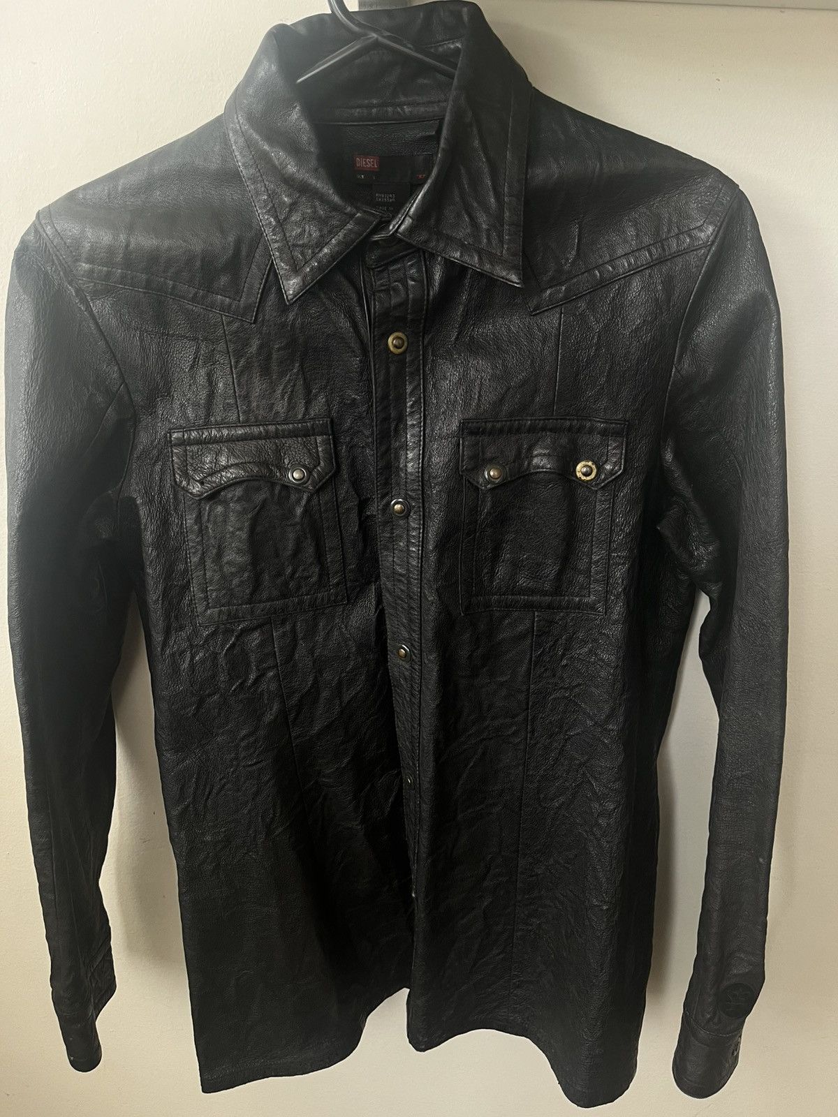 Diesel Diesel 100% Leather Shirt Jacket Western Snap Shirt Size US S / EU 44-46 / 1 - 6 Thumbnail