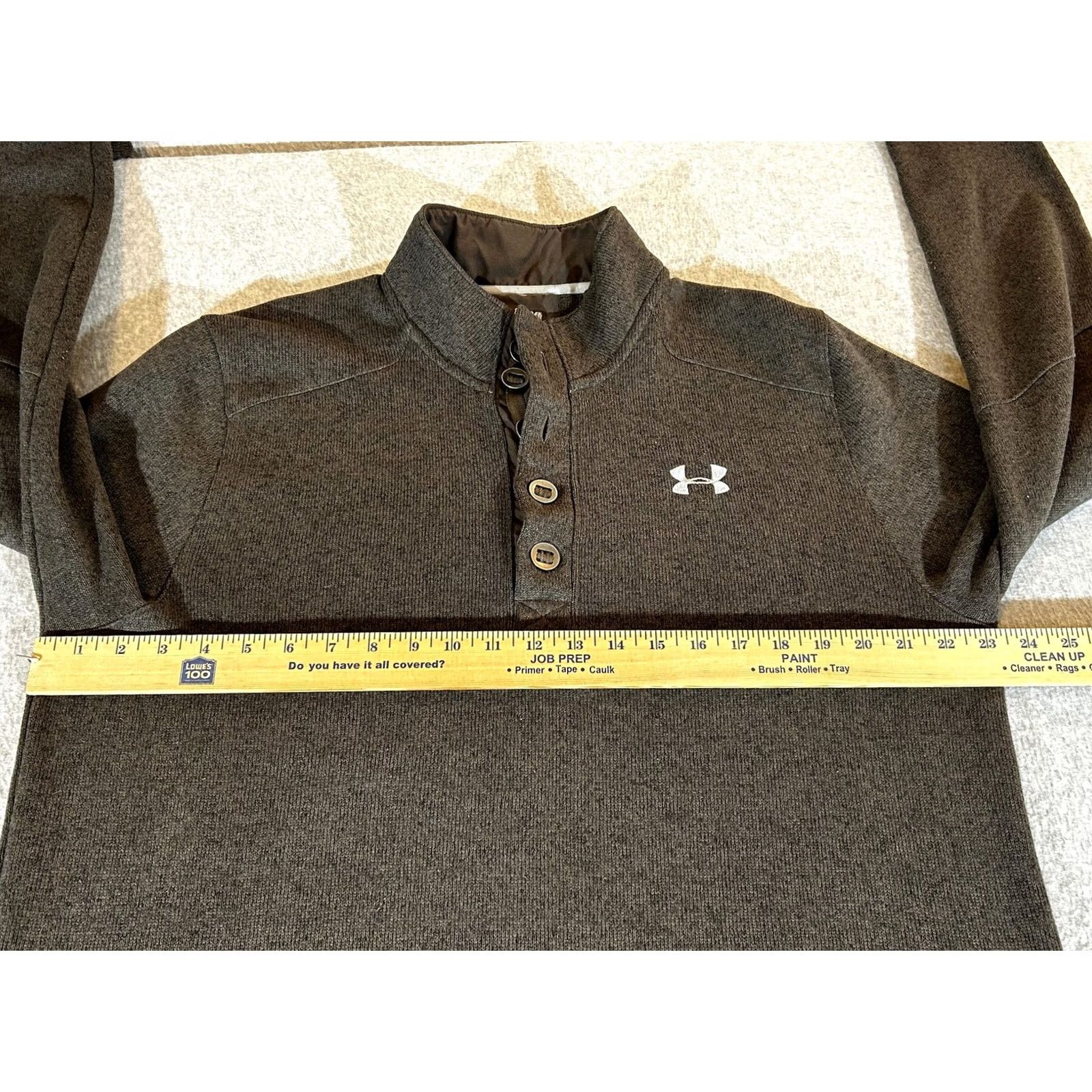 Under Armour Under Armour ColdGear Mens XL Gray Storm Fleece Pullover Mock Neck Raglan Sleeve Thermal 100% Polyester Size US XL / EU 56 / 4 - 3 Thumbnail