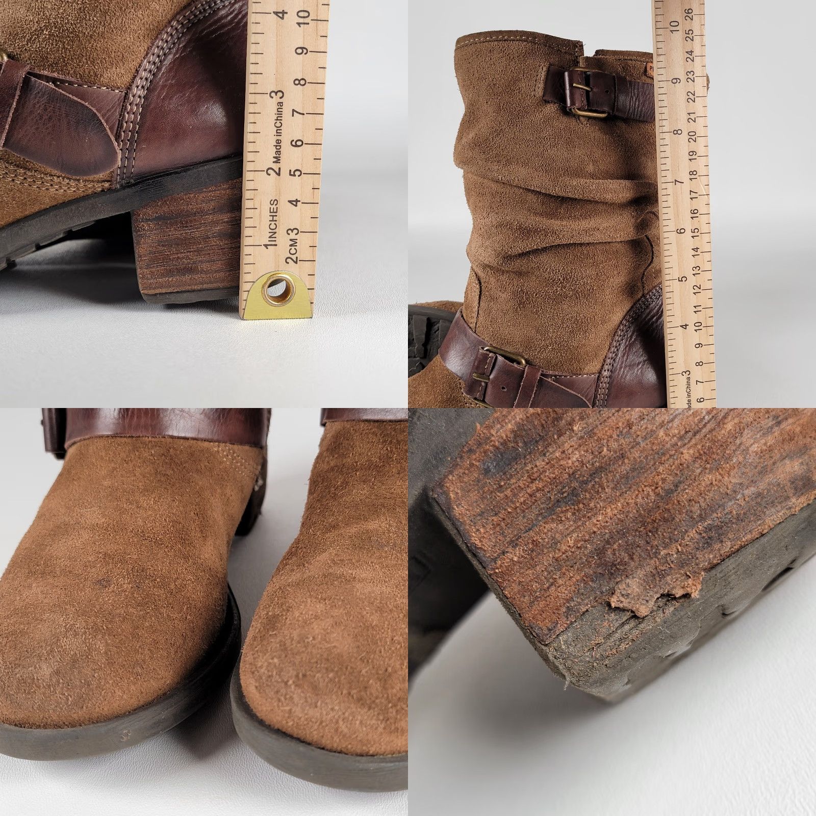 Vintage PIKOLINOS Boots Womens 37 EUR Brown Leather Zip Buckle Slouch Mid-Calf Bootie 2 1/8" Heel Womens Brown Leather Zip Slouch Boot Pikolinos Size US 7 / IT 37 - 9 Thumbnail