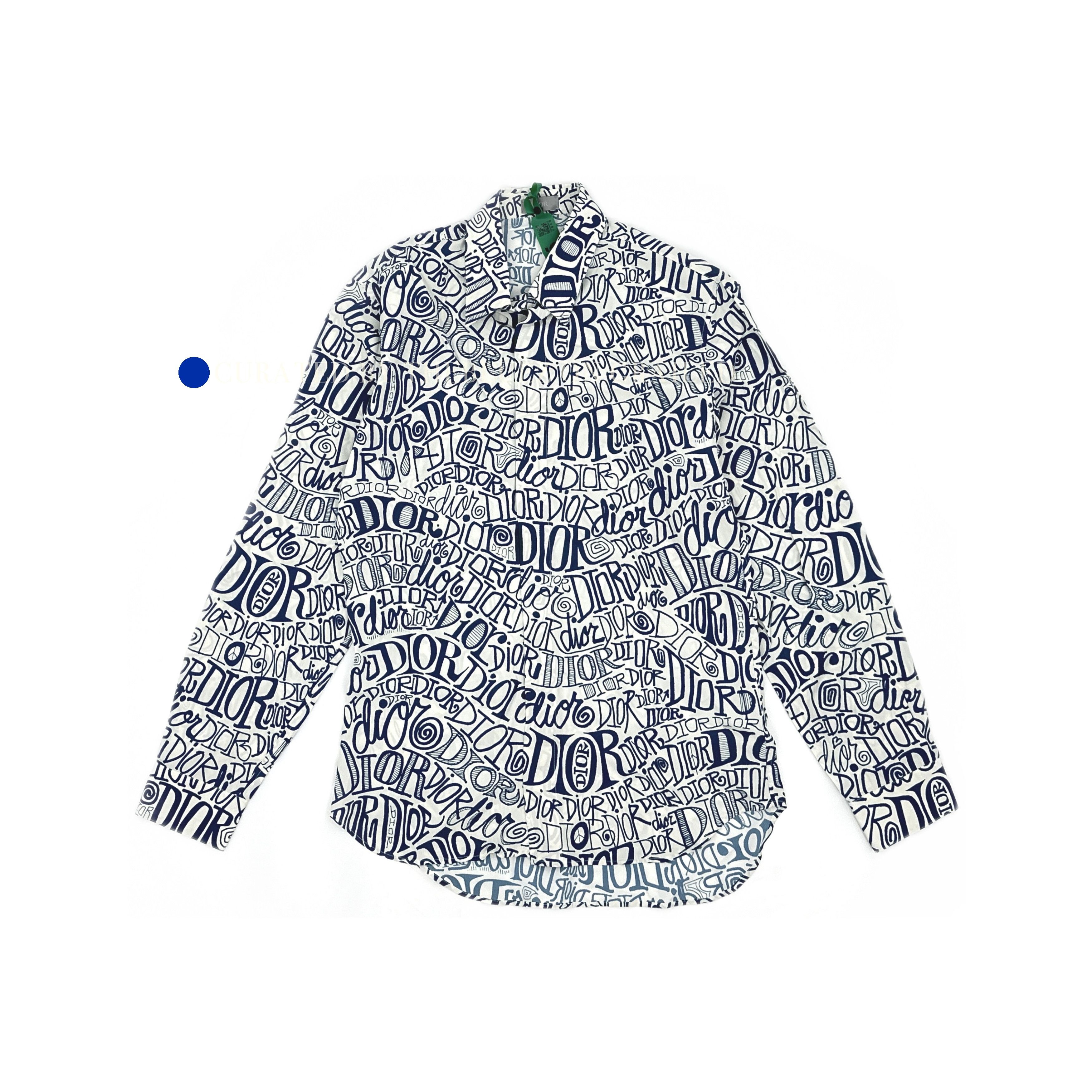 Dior Logo Print Button-Up Shirt in Blue Size US M / EU 48-50 / 2 - 1 Thumbnail