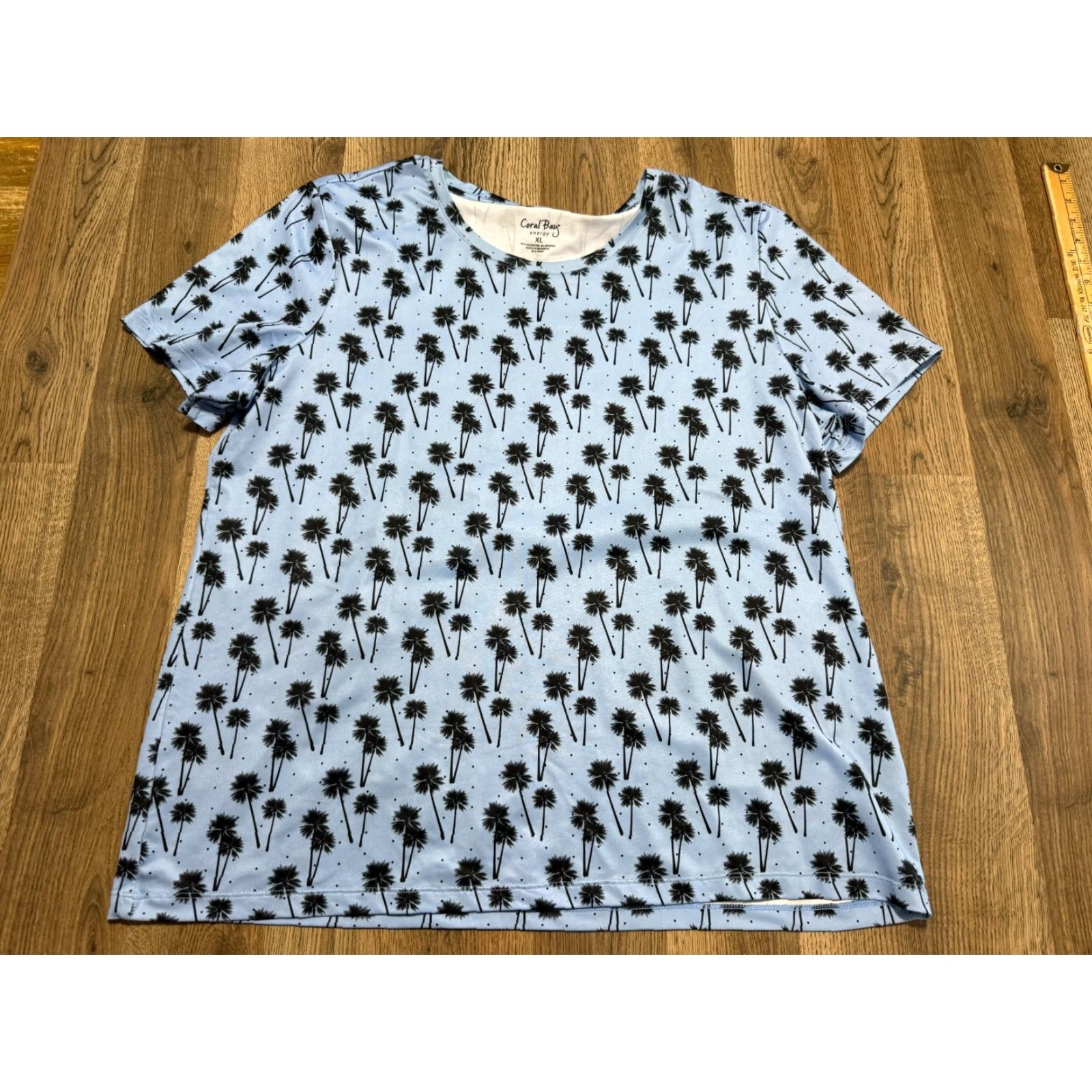 Vintage Coral Bay Energy Shirt Women's XL Blue Trees Allover Print Short Sleeve T-Shirt Casual Basic Modern Fall Summer Size XL / US 12-14 / IT 48-50 - 2 Thumbnail
