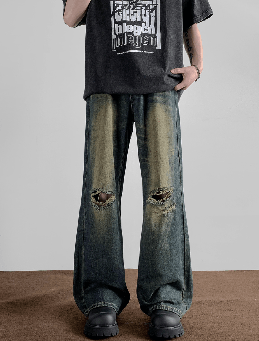 Japanese Brand × Jean Men's American retro distressed loose casual ripped jeans Size US 32 / EU 48 - 1 Thumbnail