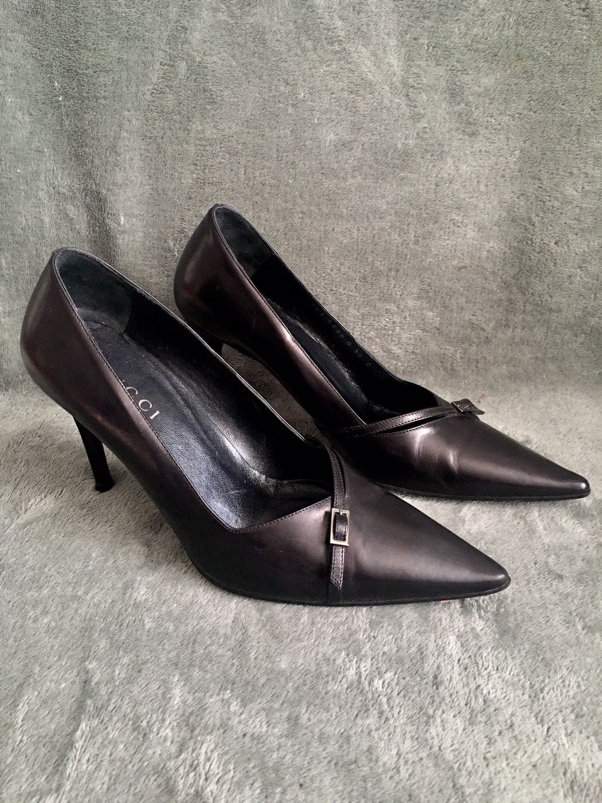Gucci GUCCI Black Leather Heels Pumps Size EU 37 Size US 7 / IT 37 - 1 Thumbnail
