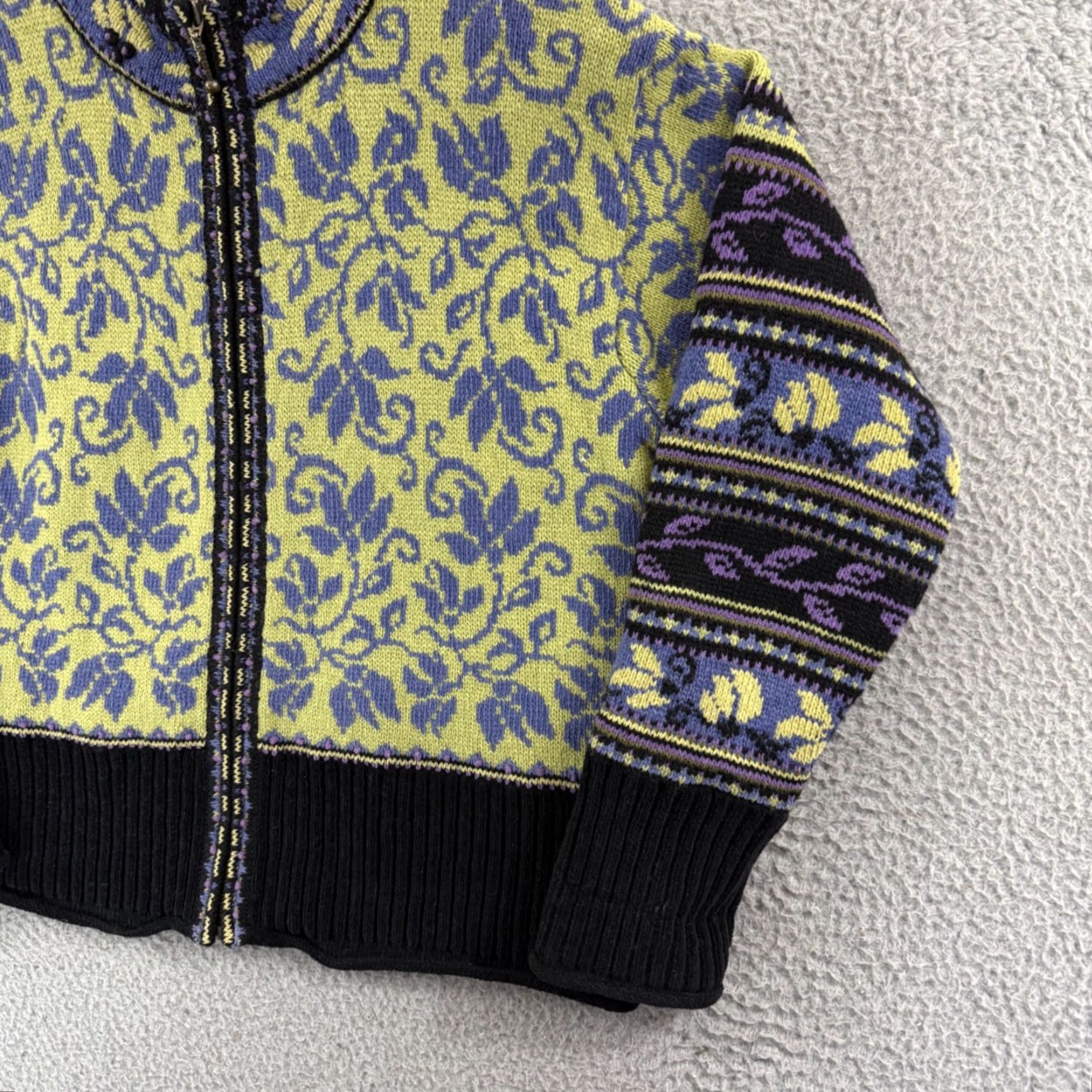 Vintage VINTAGE Icelandic Design Sweater Womens Medium Wool Floral Zip Up Nordic Outdoor Knit Full Zip Size M / US 6-8 / IT 42-44 - 5 Thumbnail
