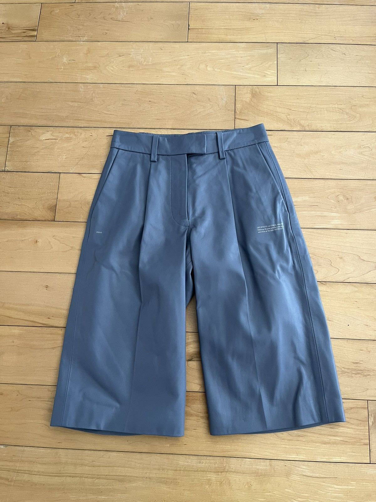 image of Off White NWT - Off-White Leather Formal Pleated Short in Grey, Women's (Size 26)