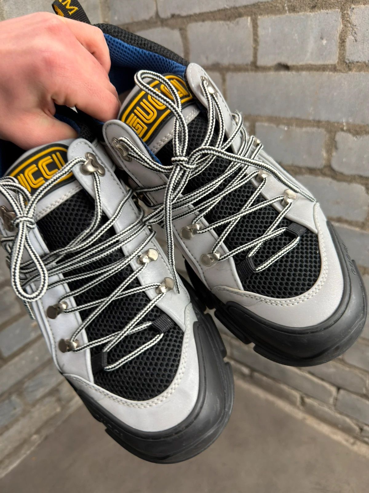 Gucci Gucci Silver Flashtreck sneakers size 43 with box Size US 10 / EU 43 - 9 Thumbnail