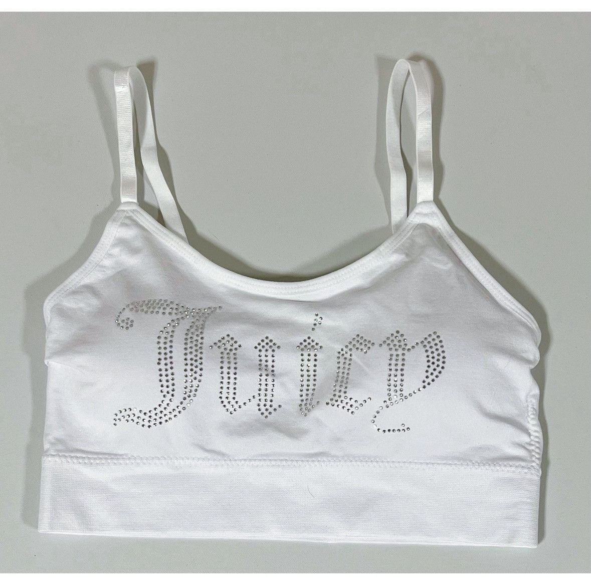 Juicy Couture White Diamond ‘Juicy’ Sports Bra Bralette Crop Top Size S 🤍 Size S / US 4 / IT 40 - 2 Thumbnail