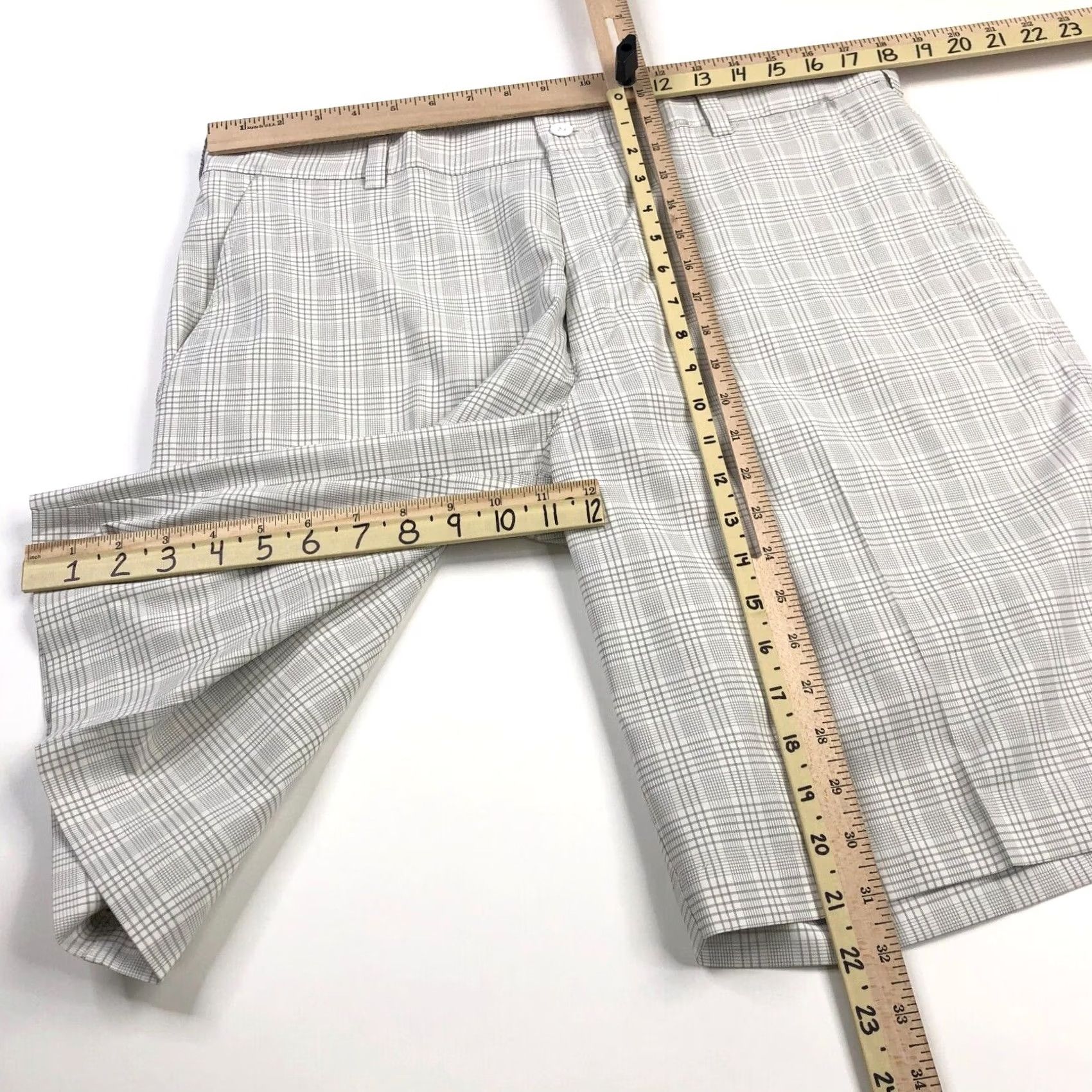 Nike Nike Golf Chino Shorts Blue Plaid Polyester Stretch Flat Front Belt Loops 11" Mens 36 Size US 36 / EU 52 - 4 Thumbnail