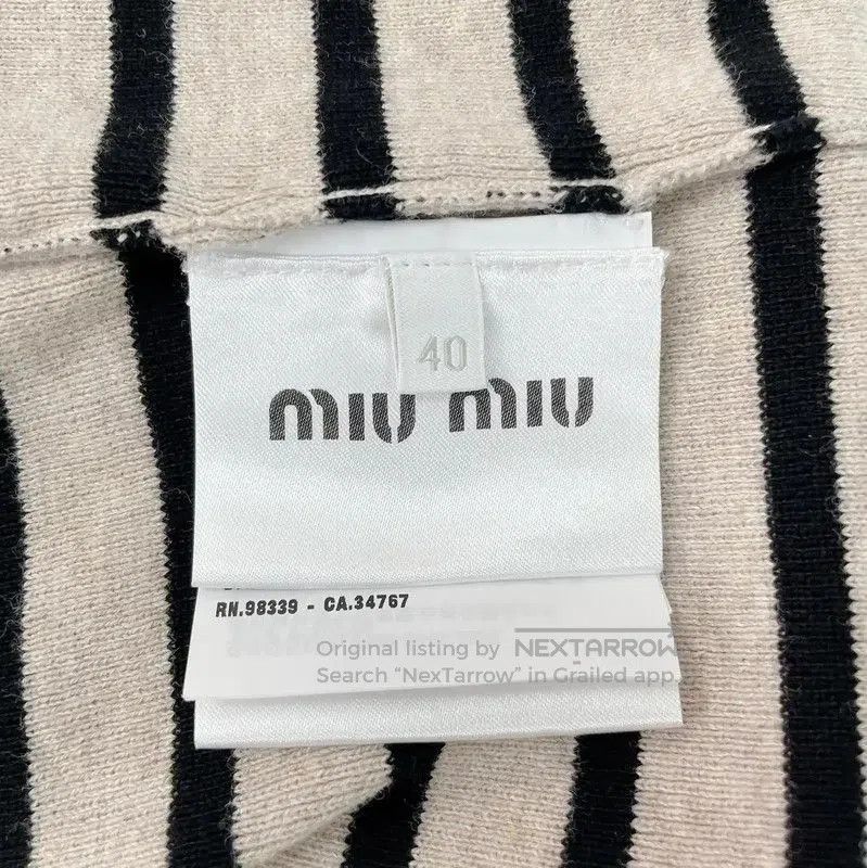 Miu Miu Miu Miu Striped Cotton Mini Skirt in Gray . Size 29" - 7 Thumbnail