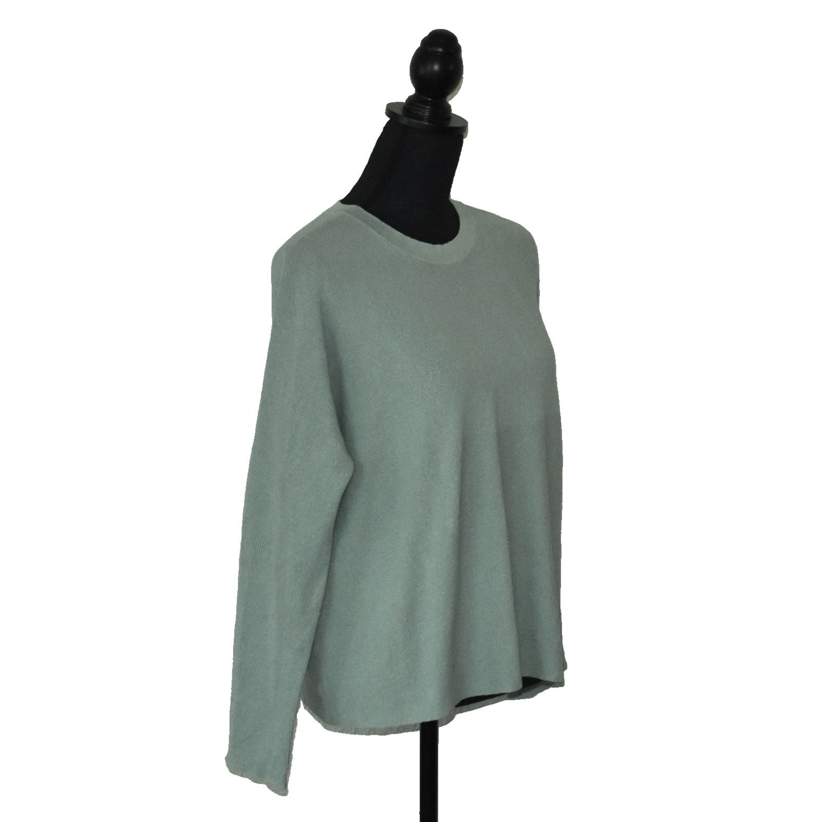 Eileen Fisher EILEEN FISHER Mist Green Linen Knit Crew Neck Sweater Sz XS Size XS / US 0-2 / IT 36-38 - 2 Thumbnail