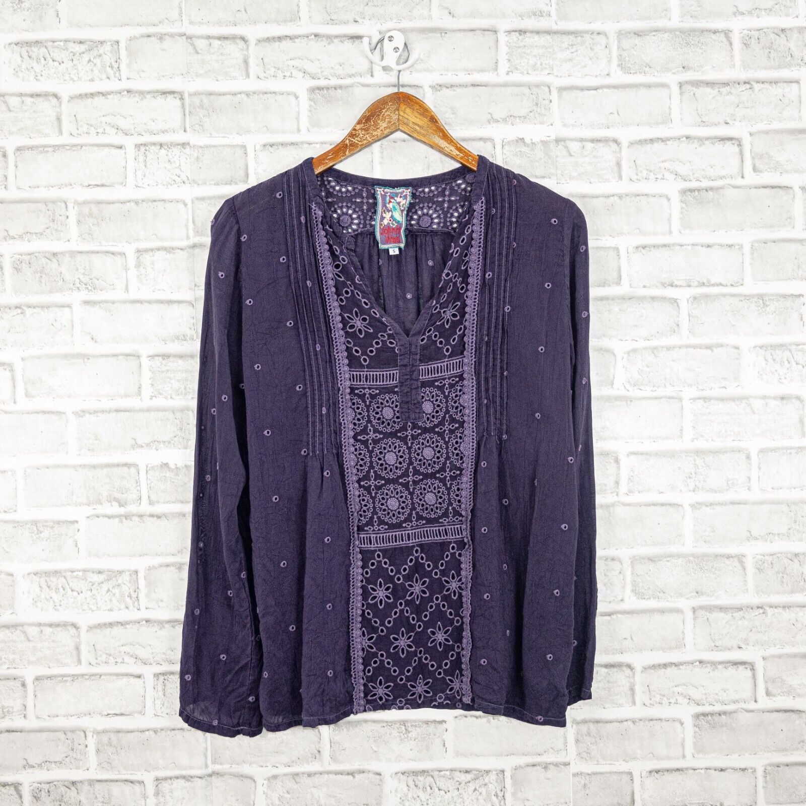 Johnny Was Johnny Was Pullover Blouse Purple Sheer Embroidered sz S Size S / US 4 / IT 40 - 6 Thumbnail