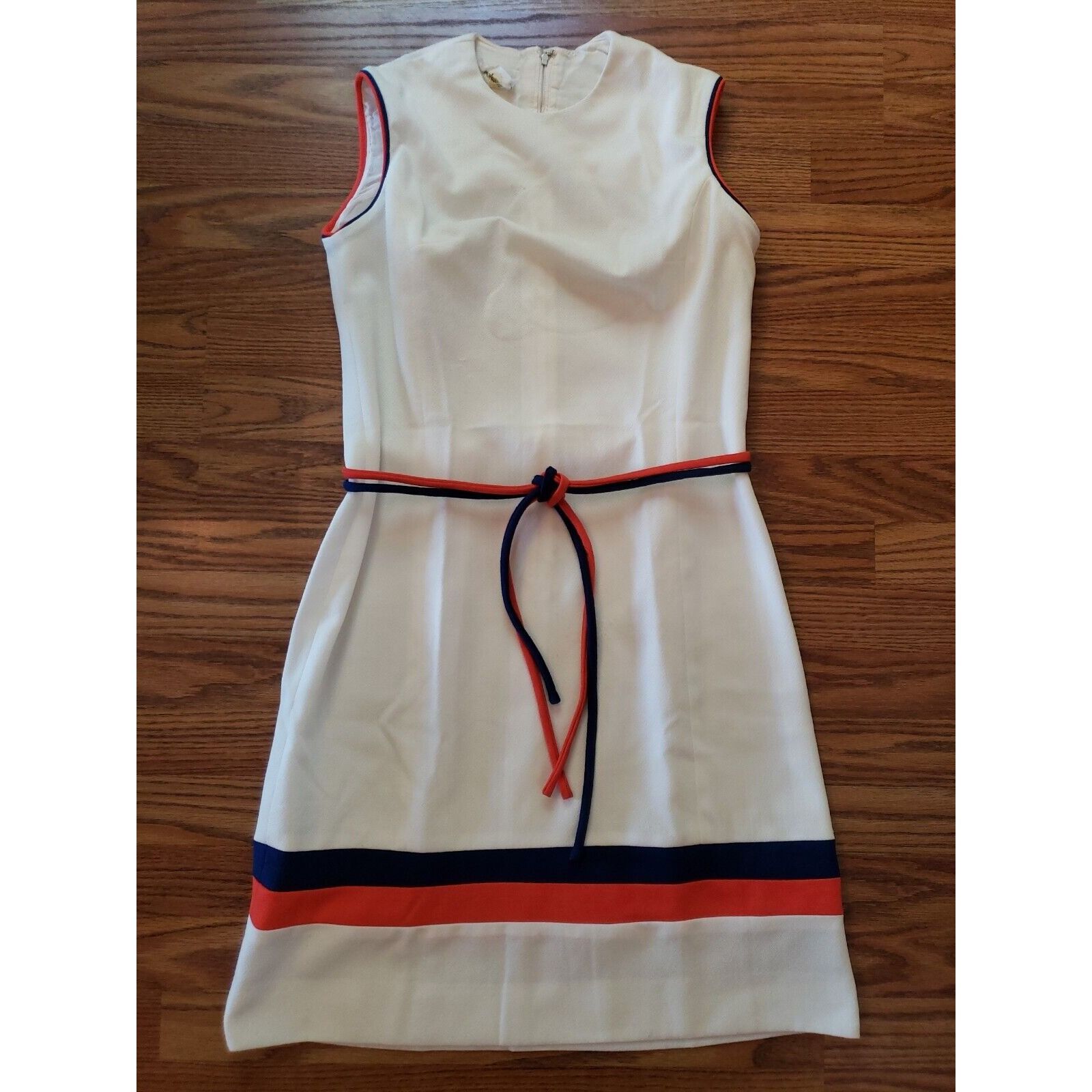 Vintage 60s Belted Knit Dress Sz 10 Sleeveless Hob Nobber Stewardess Size S / US 4 / IT 40 - 8 Thumbnail
