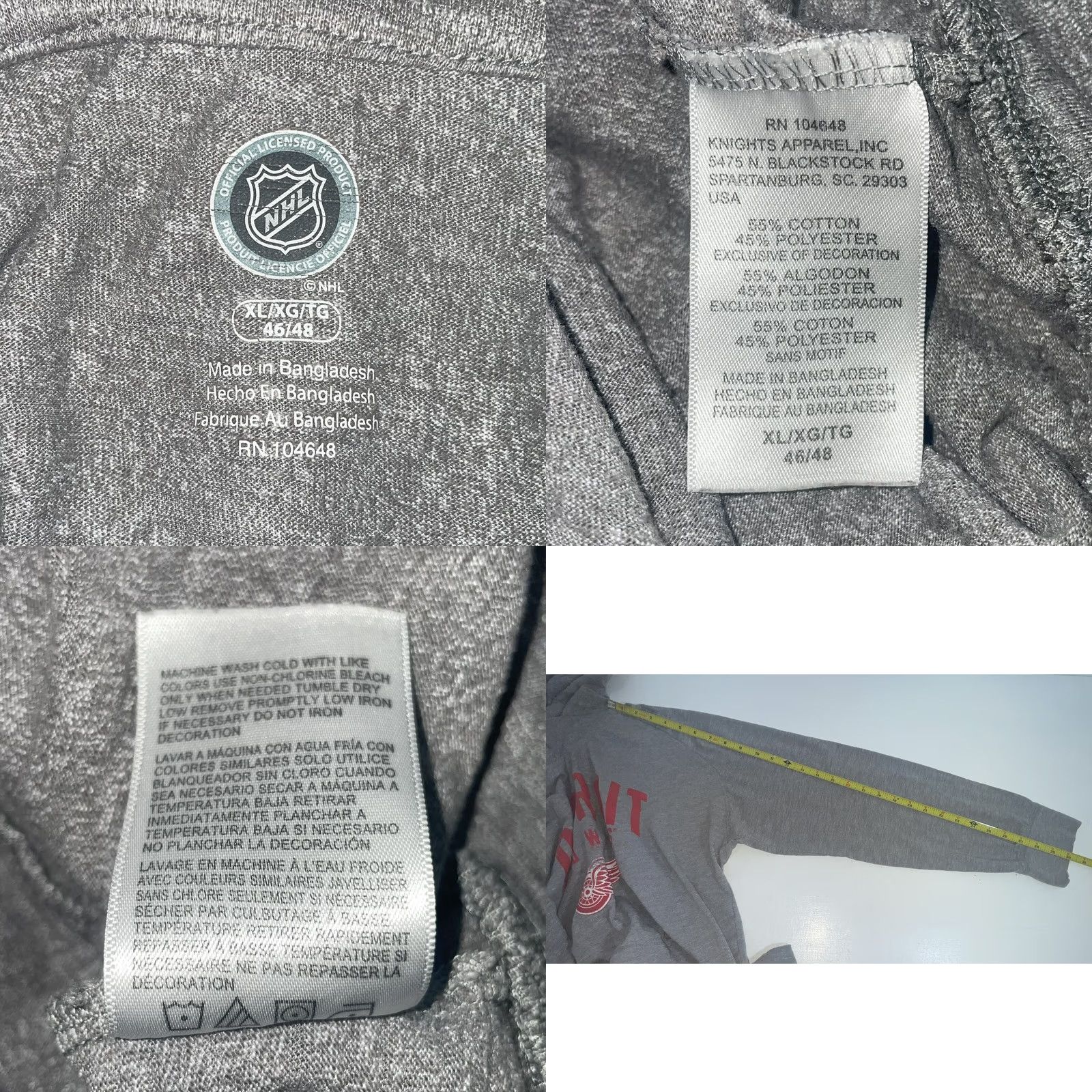 Vintage Knights Apparel Shirt Mens XL Gray Detroit Red Wings Hoodie Sweatshirt Men Size US XL / EU 56 / 4 - 10 Thumbnail