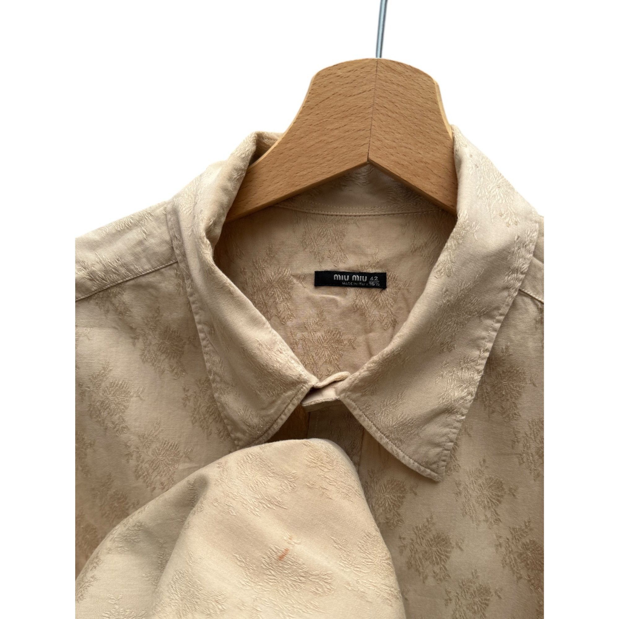 Miu Miu Beige Brocade Shirt Size M / US 6-8 / IT 42-44 - 5 Thumbnail