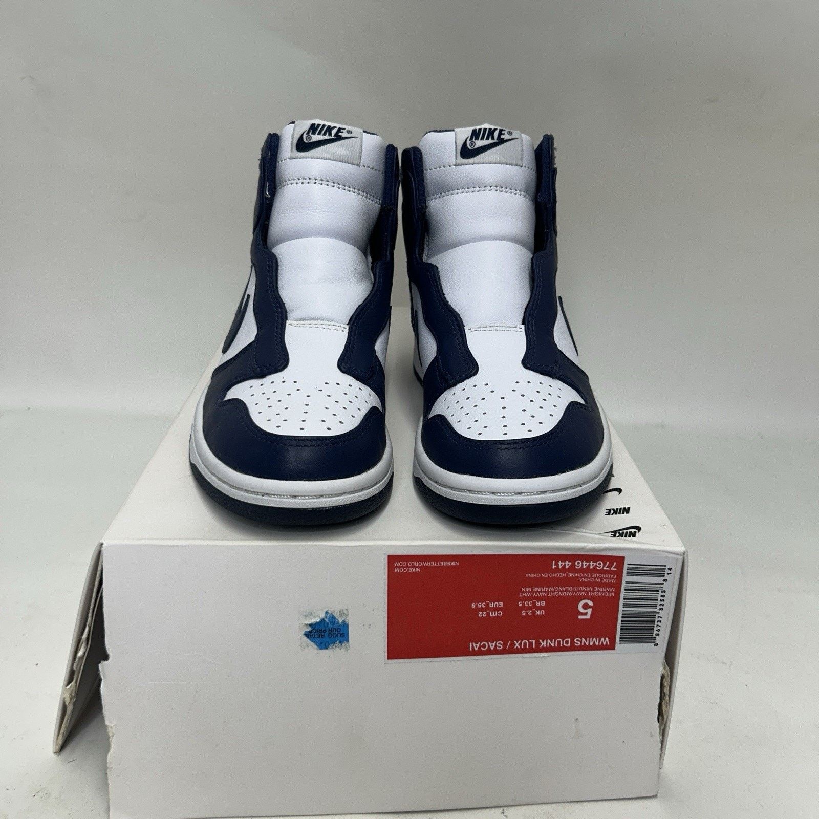 Nike Sacai x NikeLab Dunk Lux “Midnight Navy” 776446-441 Size US 5 / IT 35 - 2 Thumbnail