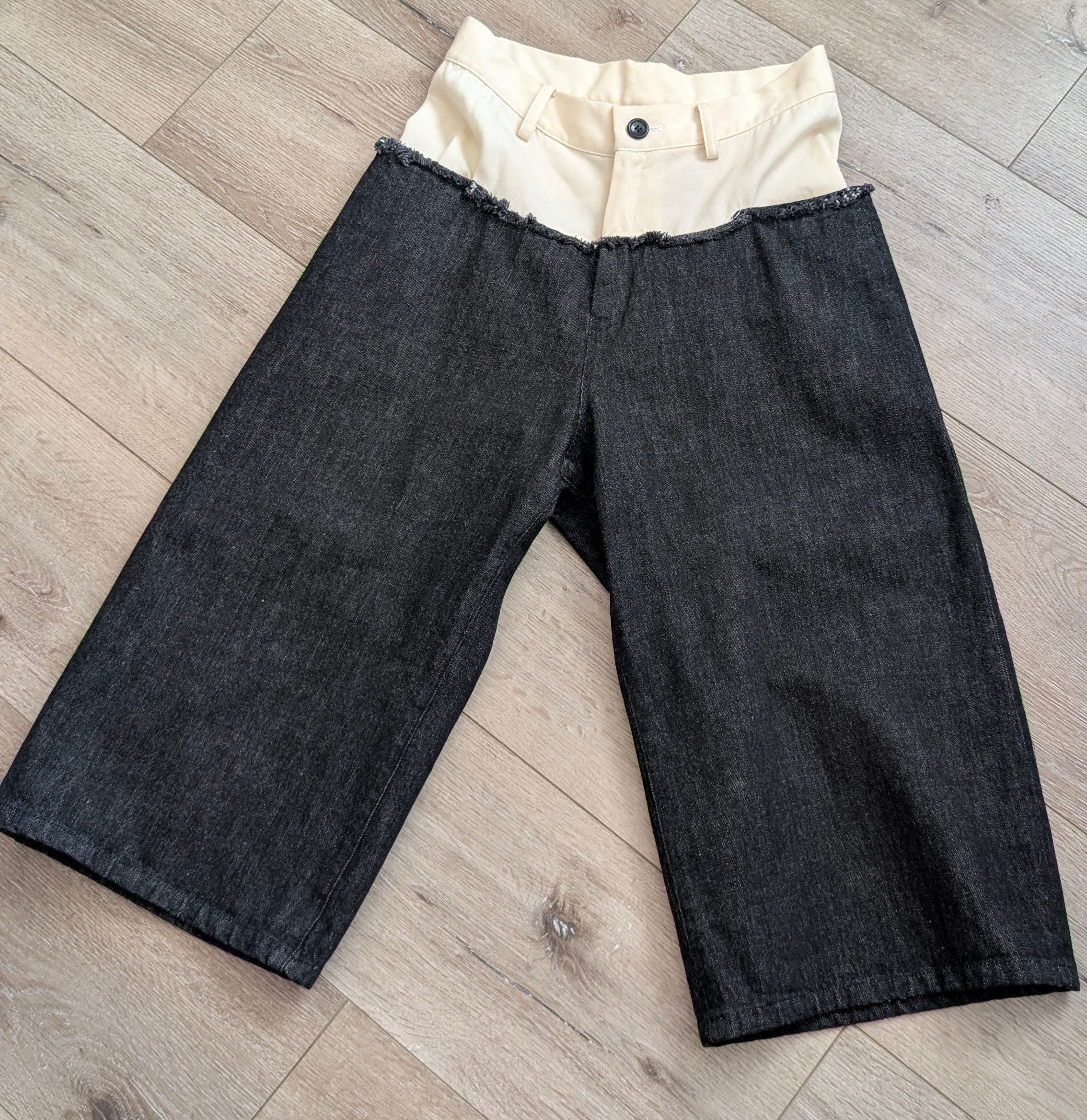 Limi Feu LIMI FEU black and bleached denim crop pant Size 31" - 1 Thumbnail