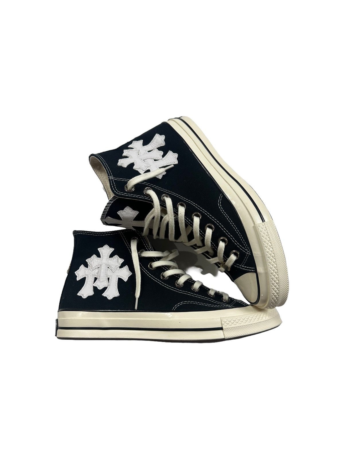 Pre-owned Chrome Hearts X Converse Chrome Hearts Custom White Cross Patch Converse Shoes