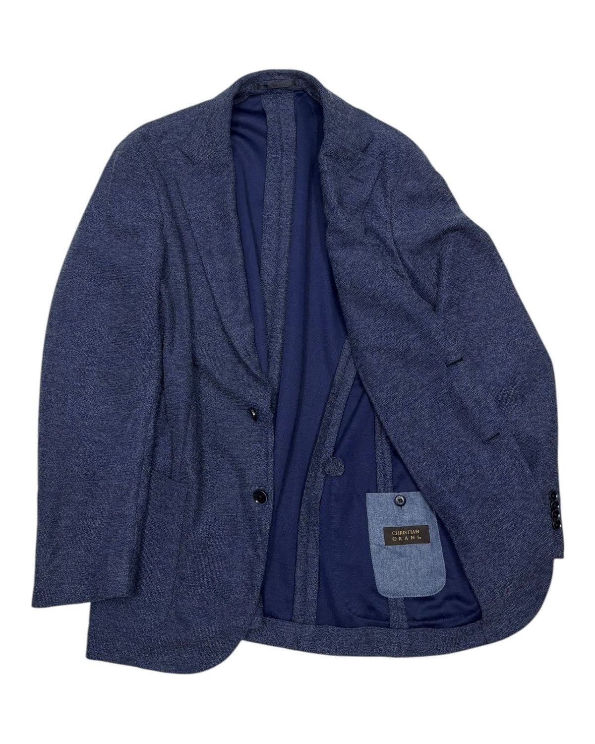 Issey Miyake Vintage Christian Orani “Classic Navy Textured Blazer” Size US M / EU 48-50 / 2 - 1 Thumbnail