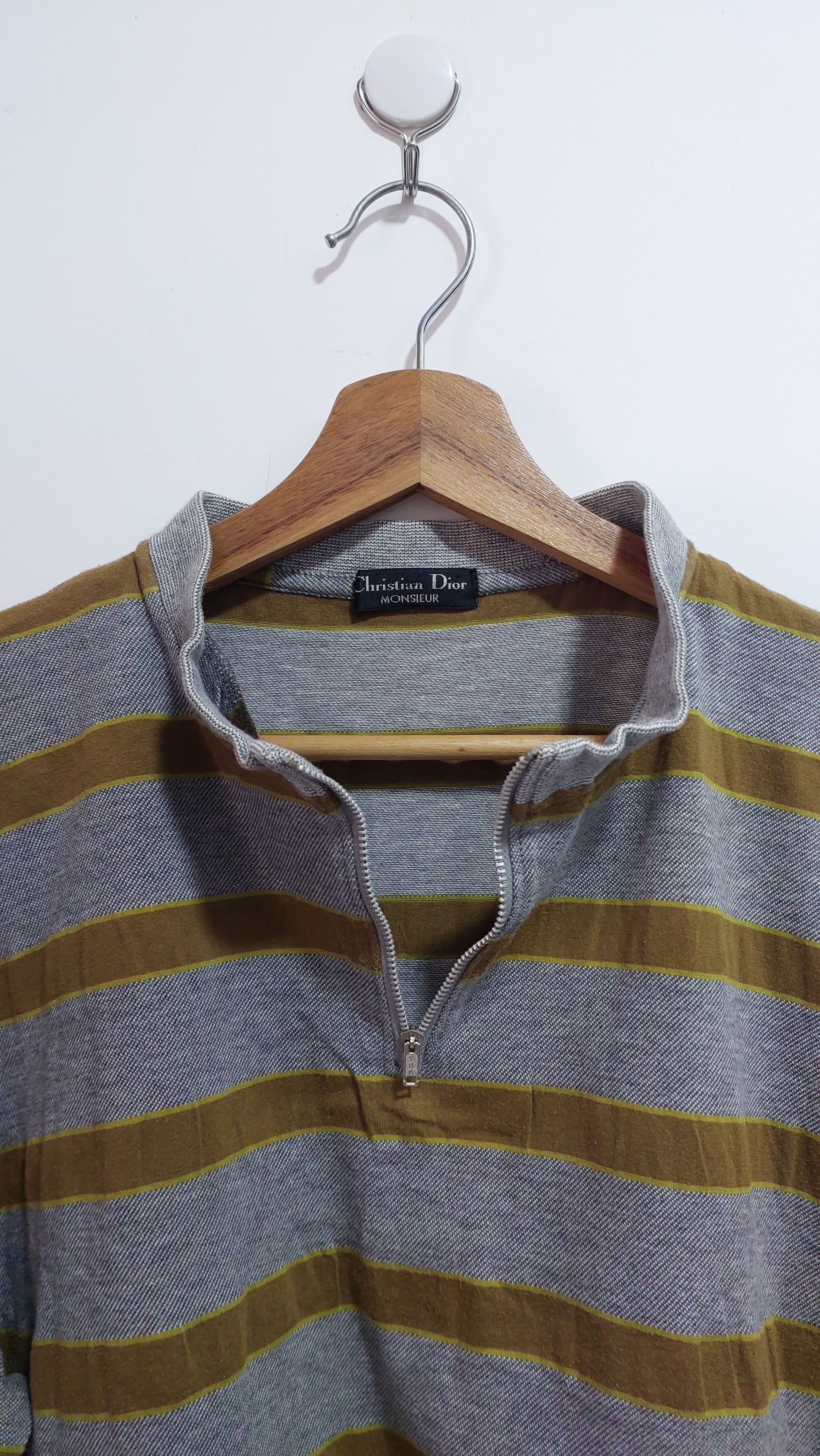 Christian Dior Monsieur VINTAGE CHRISTIAN DIOR MONSIEUR STRIPE HALF ZIPPER TSHIRT Size US L / EU 52-54 / 3 - 6 Thumbnail