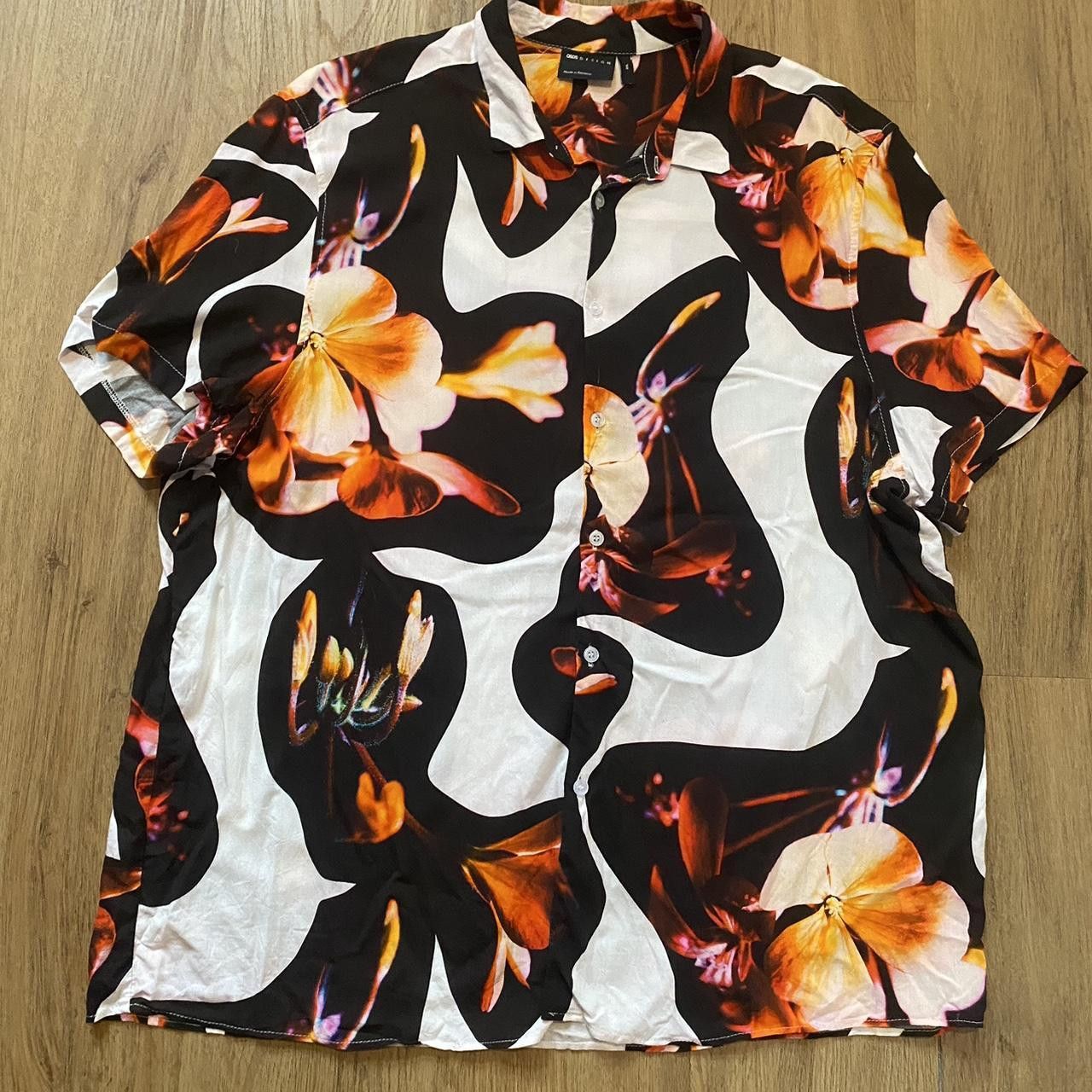 Asos Black and orange floral print button up shirt Size US XXL / EU 58 / 5 - 1 Thumbnail