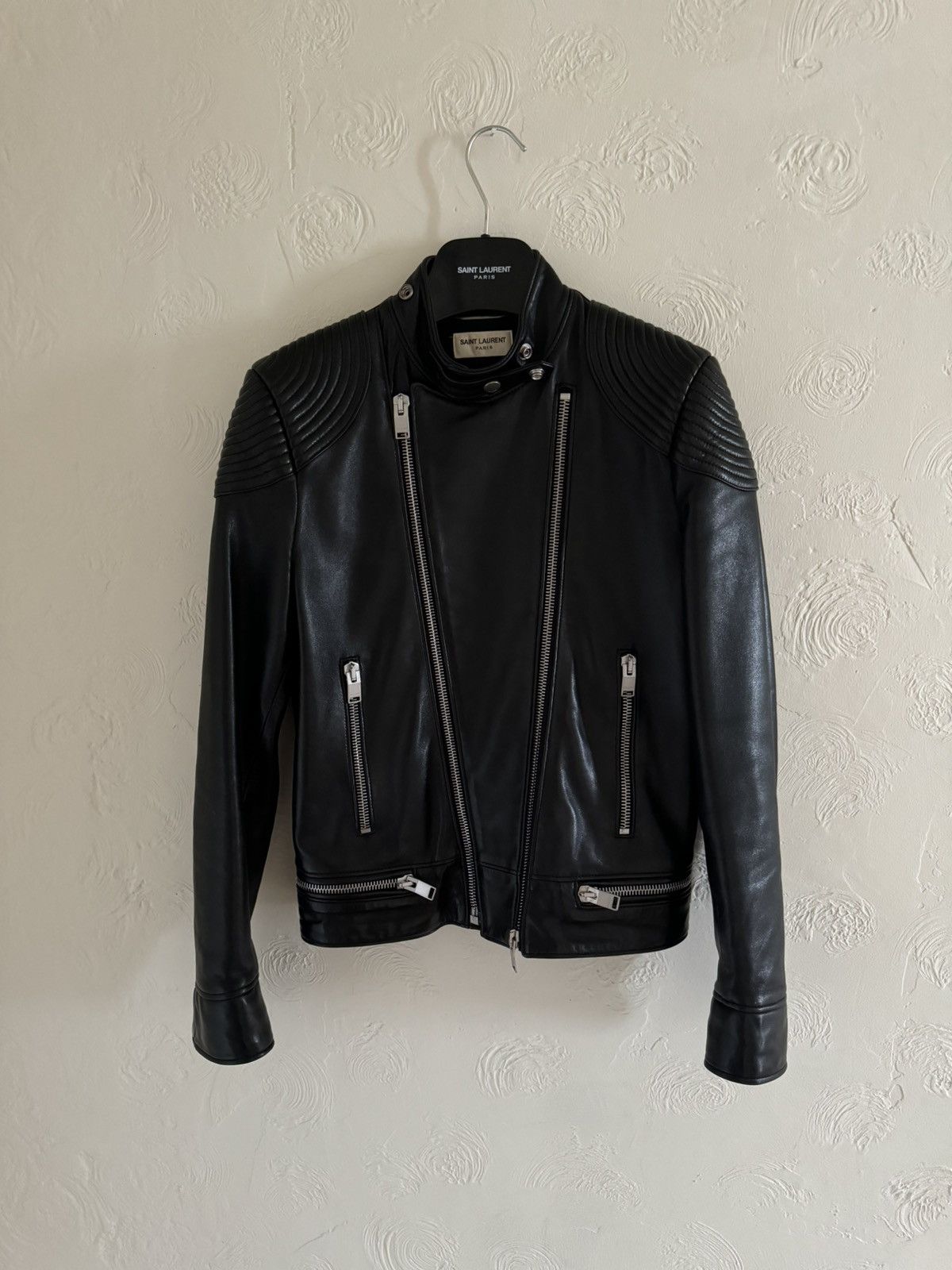 image of Hedi Slimane x Saint Laurent Paris Ss13 Leather Jacket 44 in Black, Men's (Size Small)