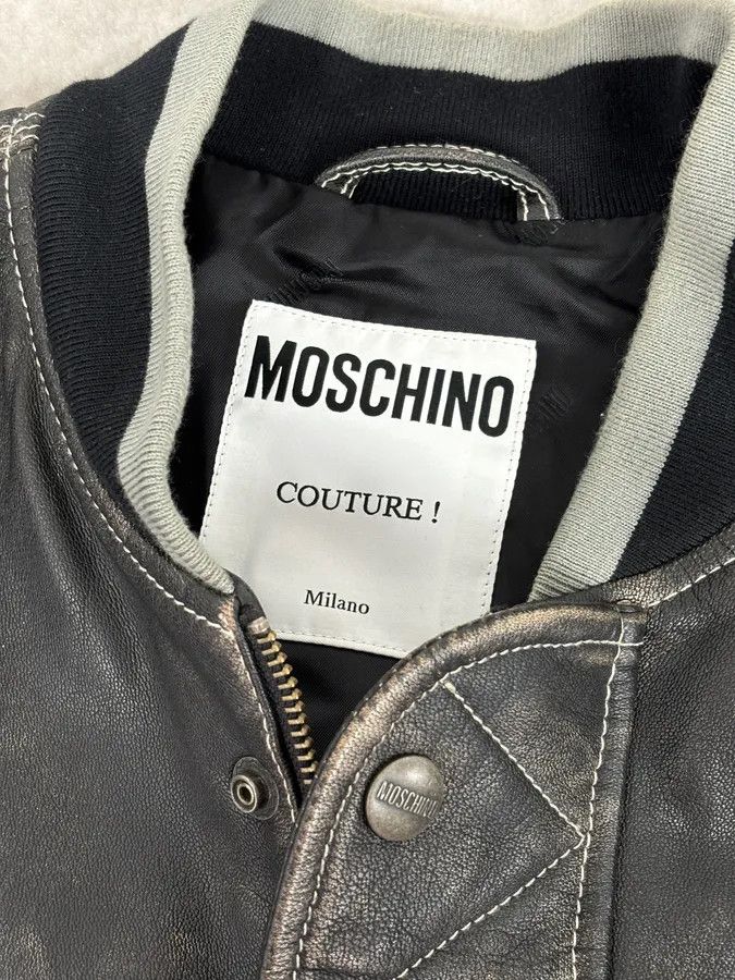 Moschino AW2020 Moschino Faded Leather Trucker Bomber Grey Jacket Size US M / EU 48-50 / 2 - 10 Thumbnail
