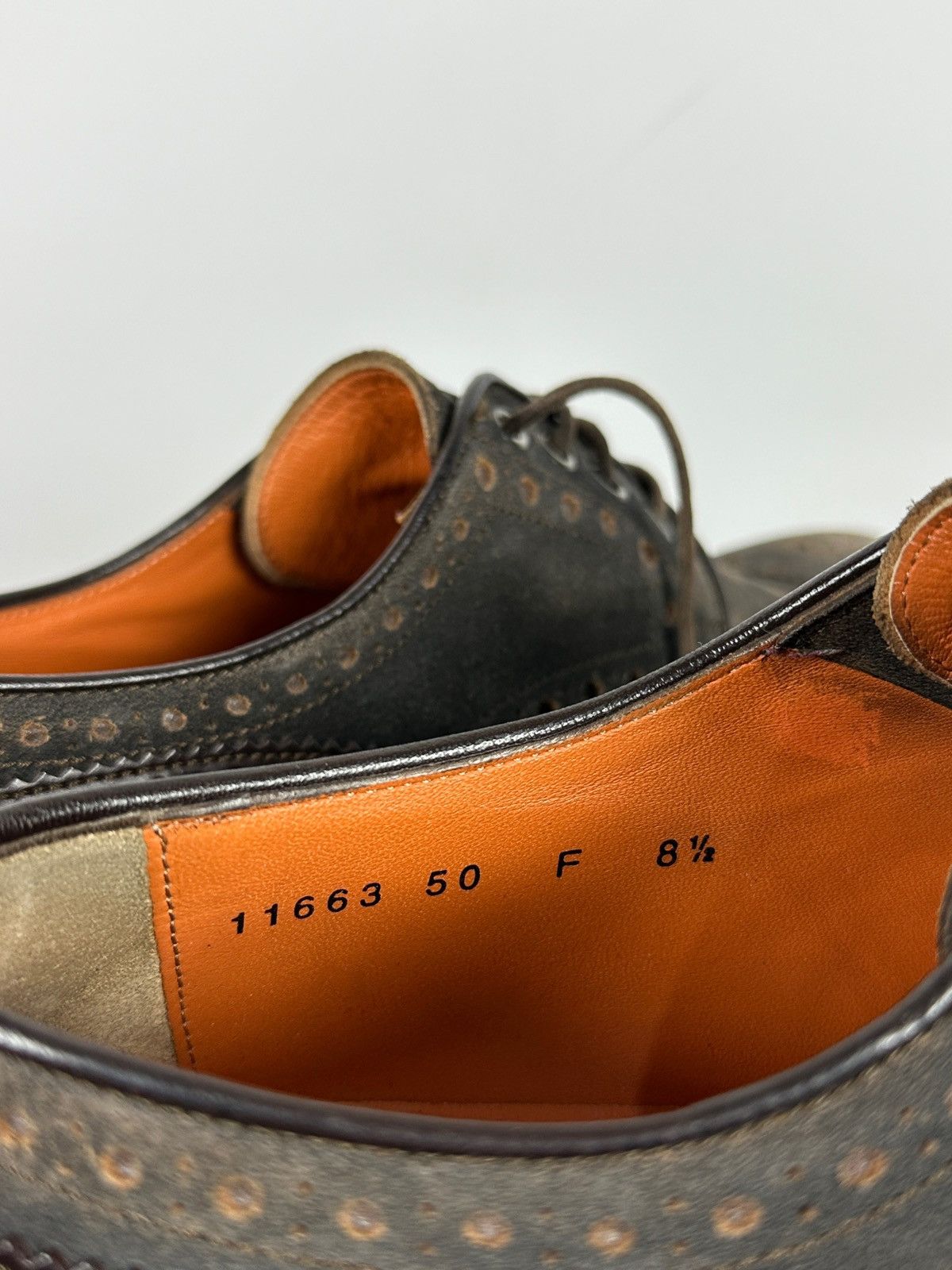 Santoni Santoni Wingtip Brogue Brown Suede Leather Shoes Size US 9.5 / EU 42-43 - 24 Thumbnail