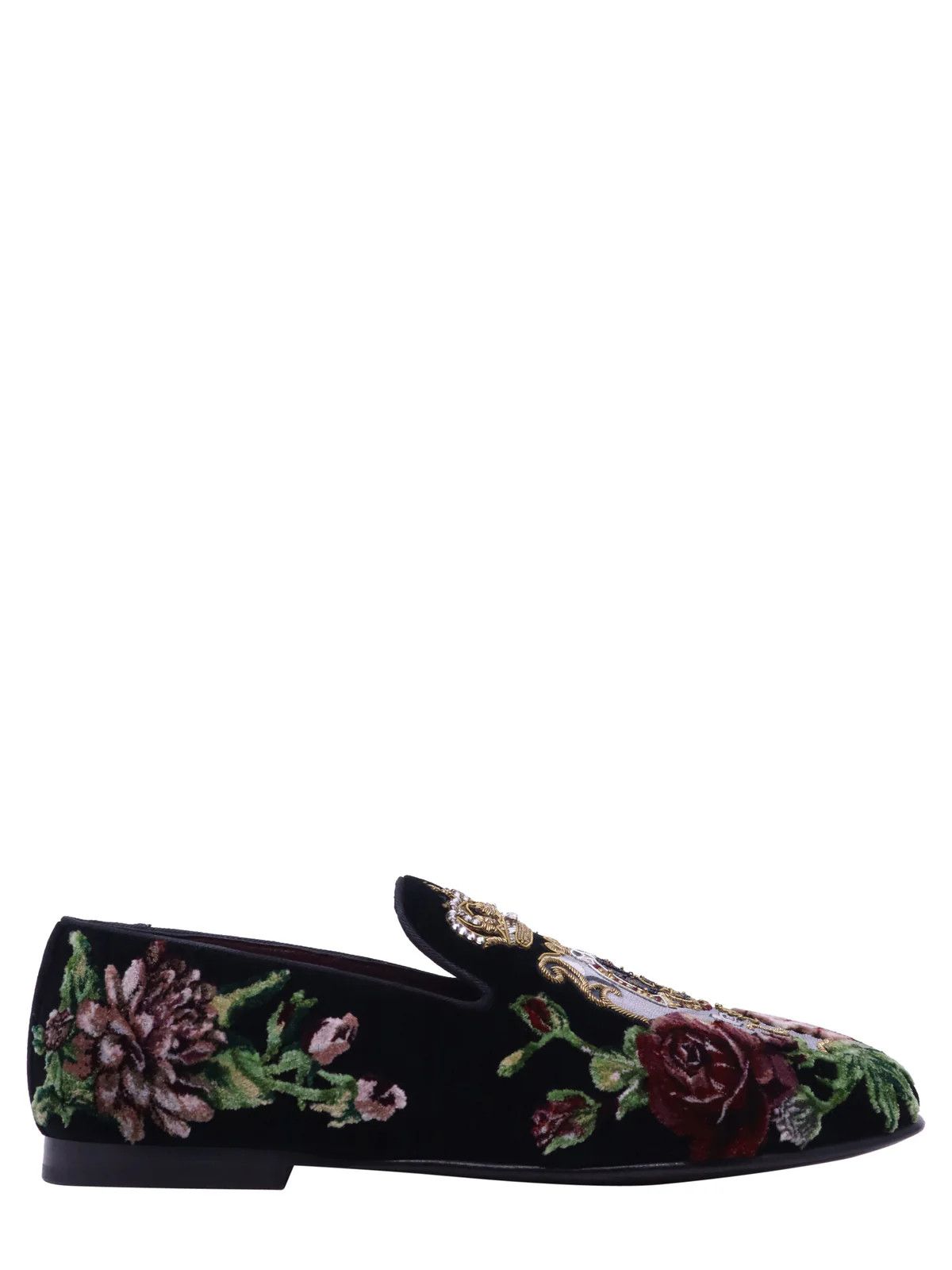 Dolce & Gabbana o1y0125 Velvet Embellished Loafers in Black Size US 7 / EU 40 - 1 Thumbnail