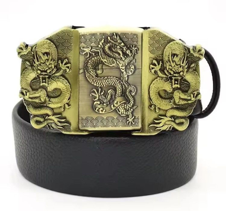 Japanese Brand Dragon Lighter Buckle PU Leather Belt Size 30 - 3 Thumbnail
