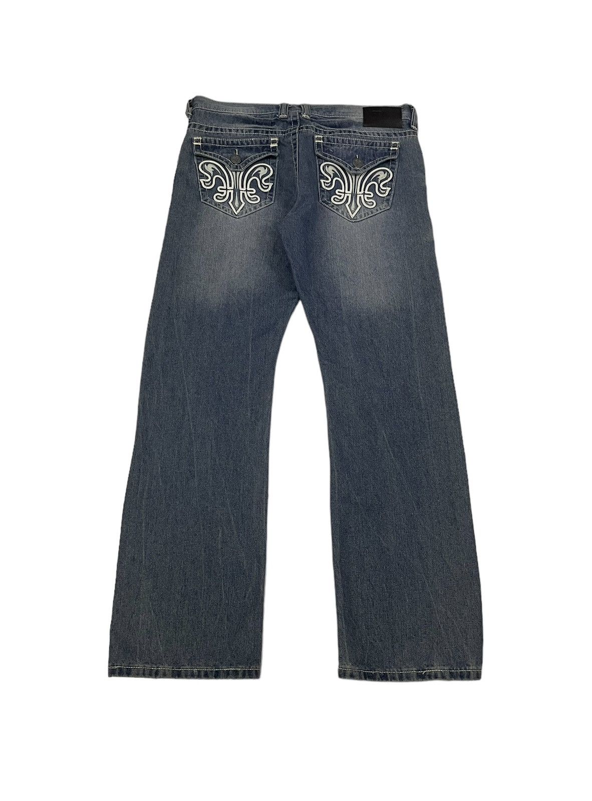JNCO Vintage Xtreme Couture Embroidery Logo Jeans Size US 35 - 2 Thumbnail