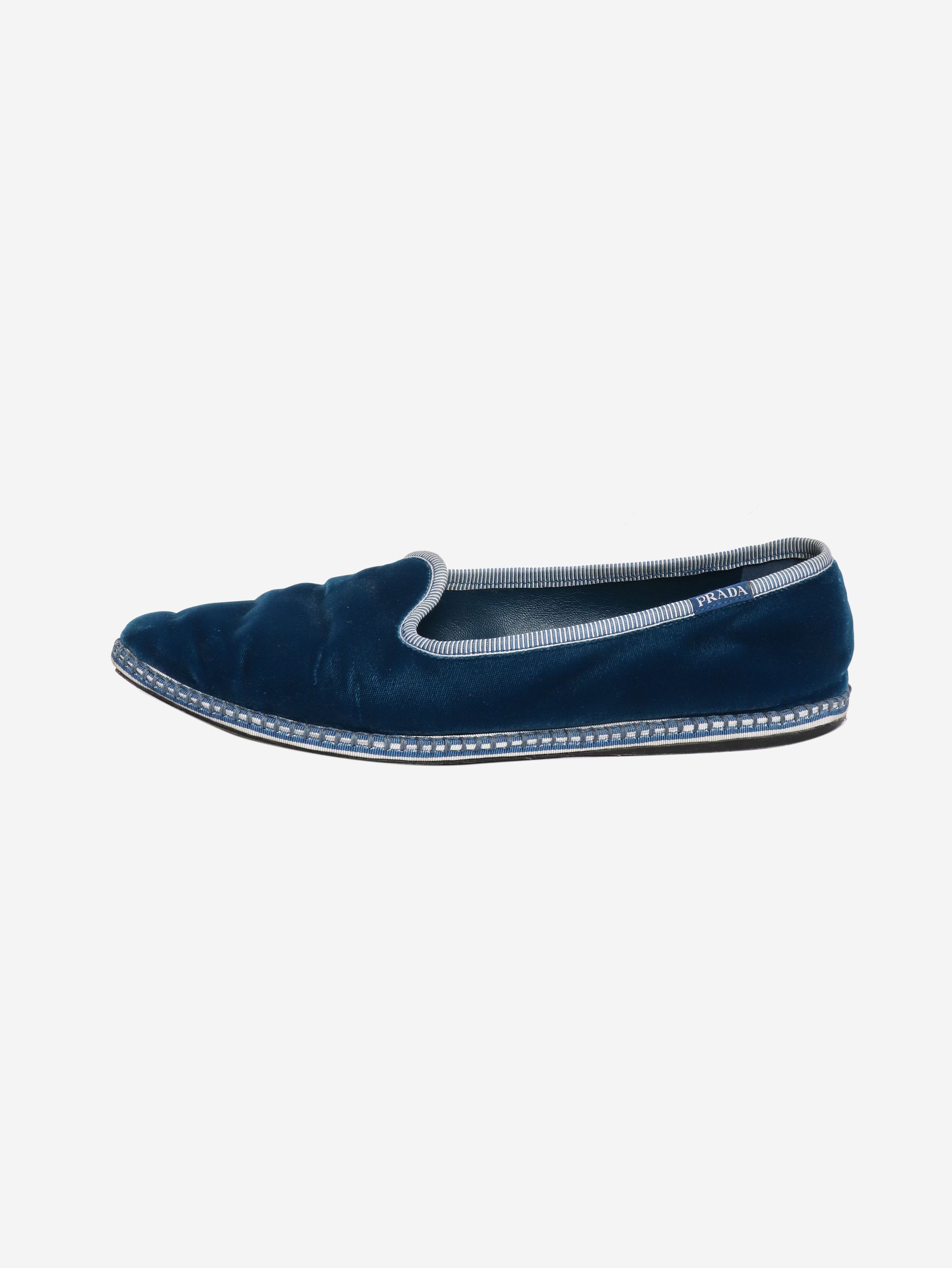 Prada Blue velvet slippers - EU 39.5 Size US 8 / IT 38 - 1 Thumbnail