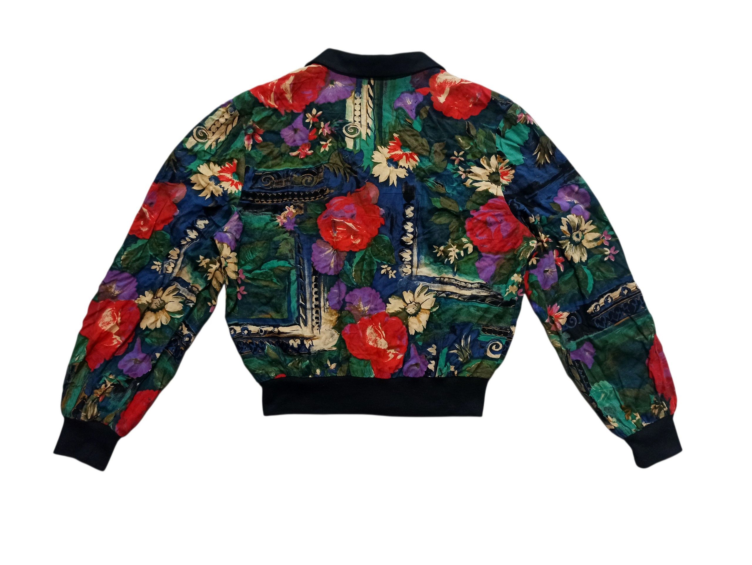 Other Vintage 80s Sabino Baroque Floral Cropped Bomber Jacket Size M / US 6-8 / IT 42-44 - 6 Thumbnail