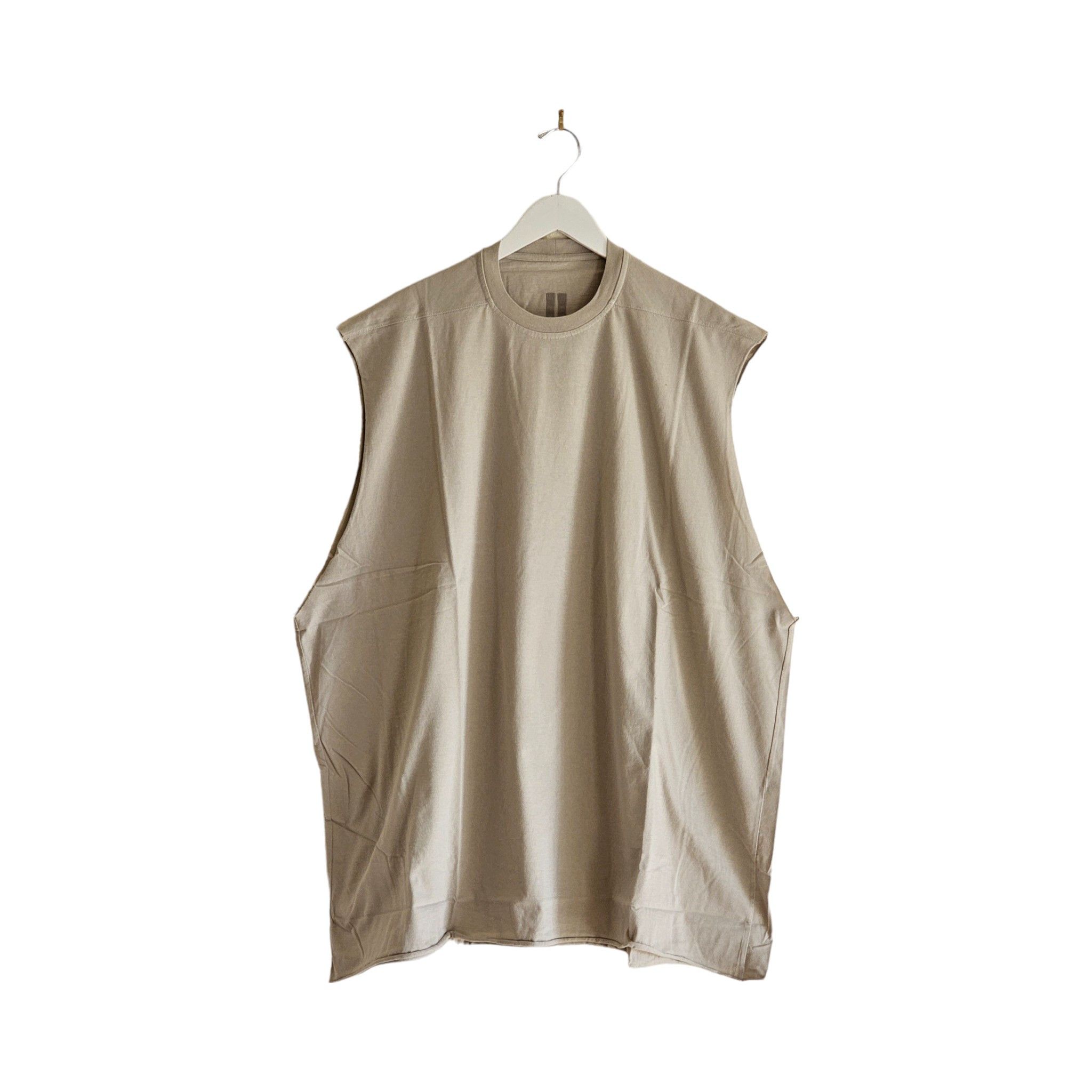 image of Rick Owens Sleeveless Tunic Shirt One Size Pearl in Beige, Men's