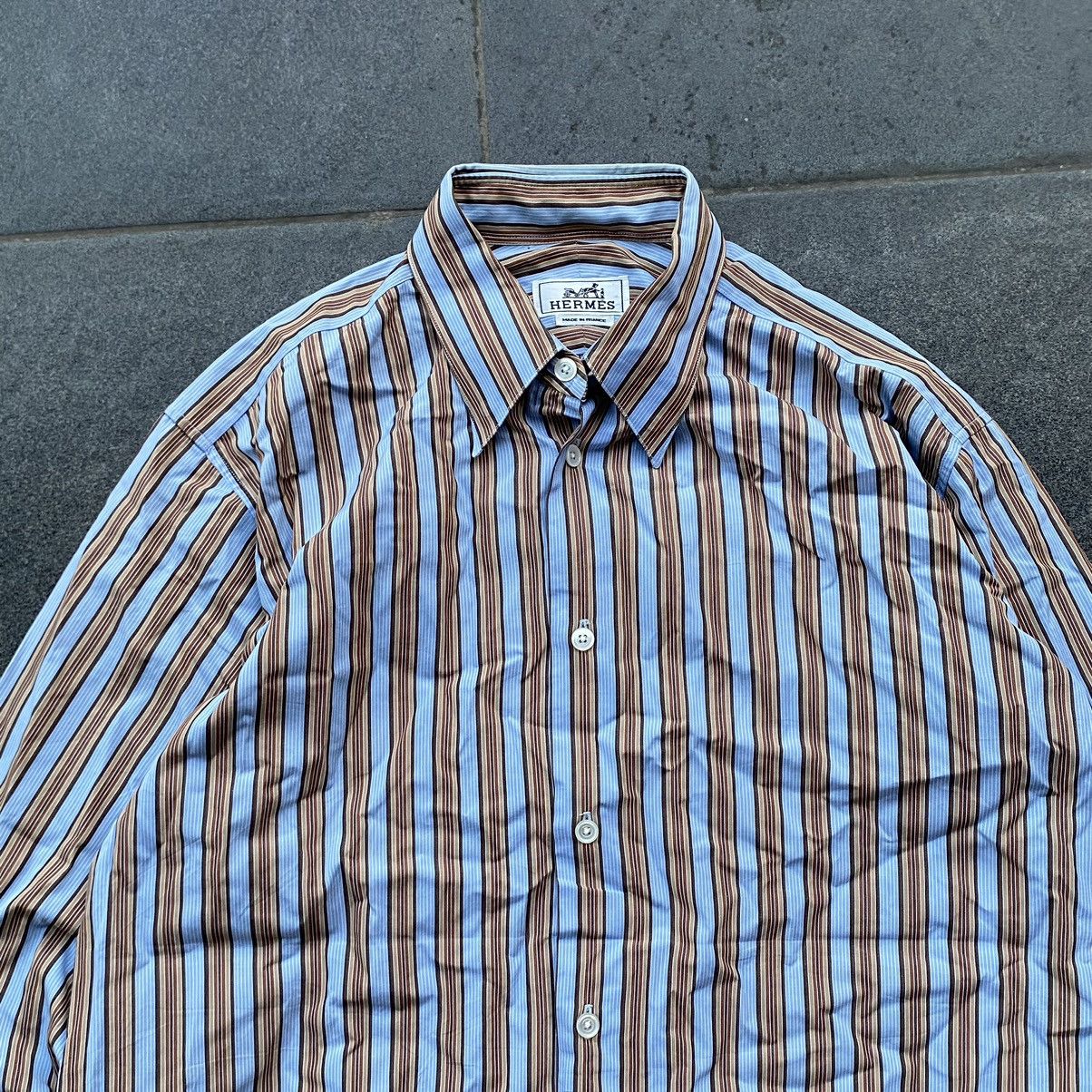 Hermes 90s Vintage Hermes Paris Striped Button Down Striped Shirt Size US M / EU 48-50 / 2 - 5 Thumbnail