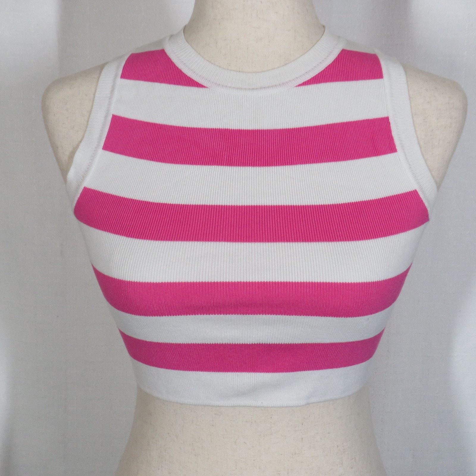 Zara Zara Pink White Stripe Lightweight Knit Cropped Tank Size S Size S / US 4 / IT 40 - 4 Thumbnail
