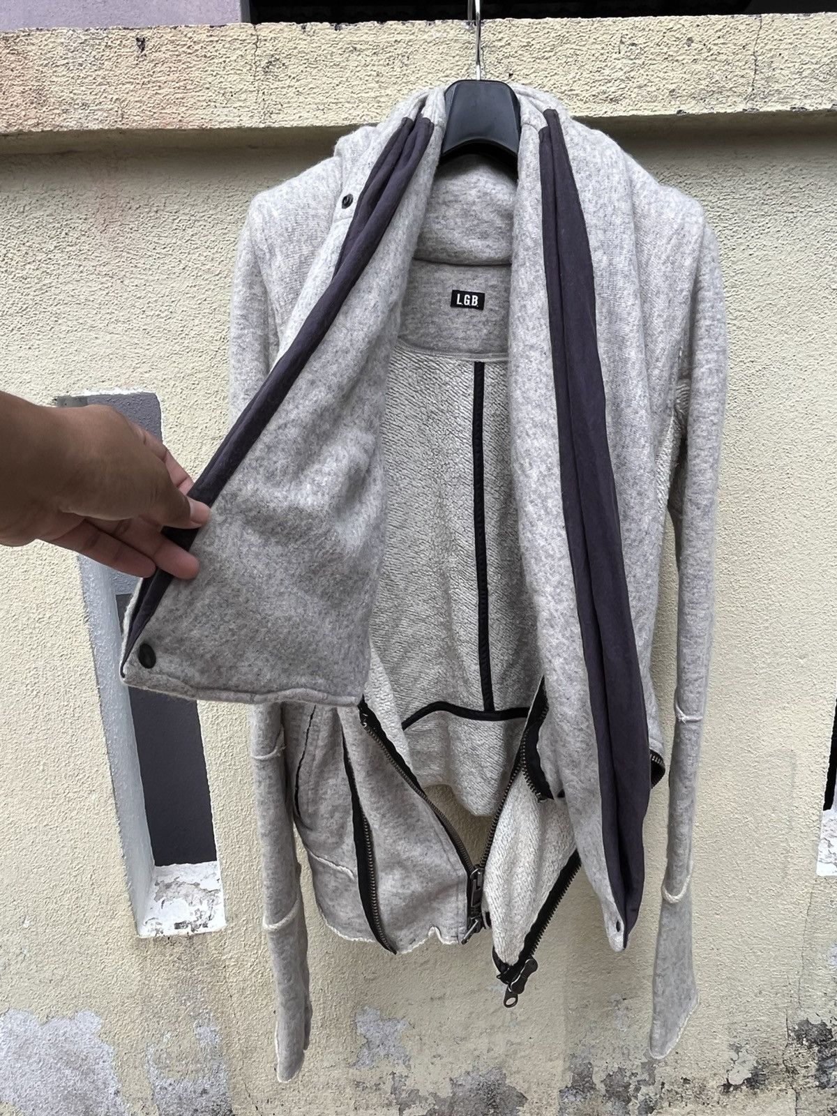 Le Grande Bleu (L.G.B.) Vintage bono-16 light jacket grey cotton blend asymmetrical Size US S / EU 44-46 / 1 - 16 Thumbnail