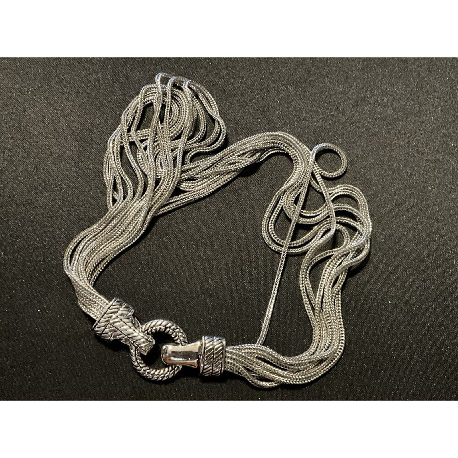 Other Lot Of 3 Silver Tone Necklaces All High Quality (Read Desc) Size ONE SIZE - 5 Thumbnail