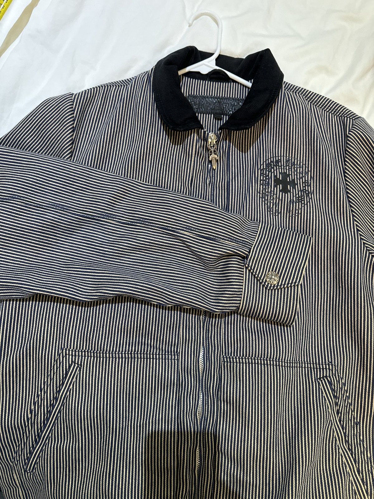 image of Chrome Hearts Striped Work Jacket in Grey, Men's (Size XL)