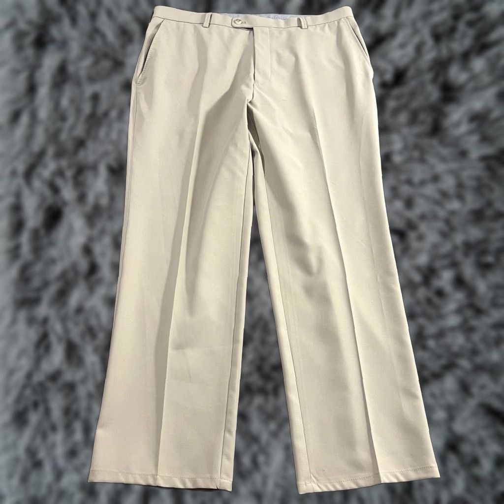 Peter Millar Crown Sport Pants Mens 36 Beige Performance Wicking Golf Chino