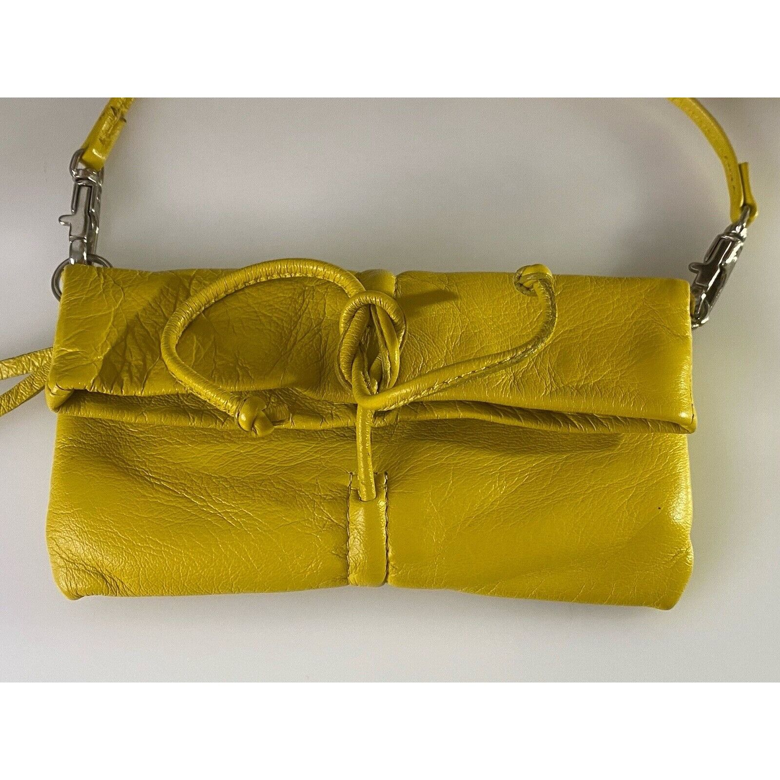 Vintage Arezzo Yellow Leather Small Crossbody Shoulder Bag Clutch Ad Size ONE SIZE - 14 Thumbnail